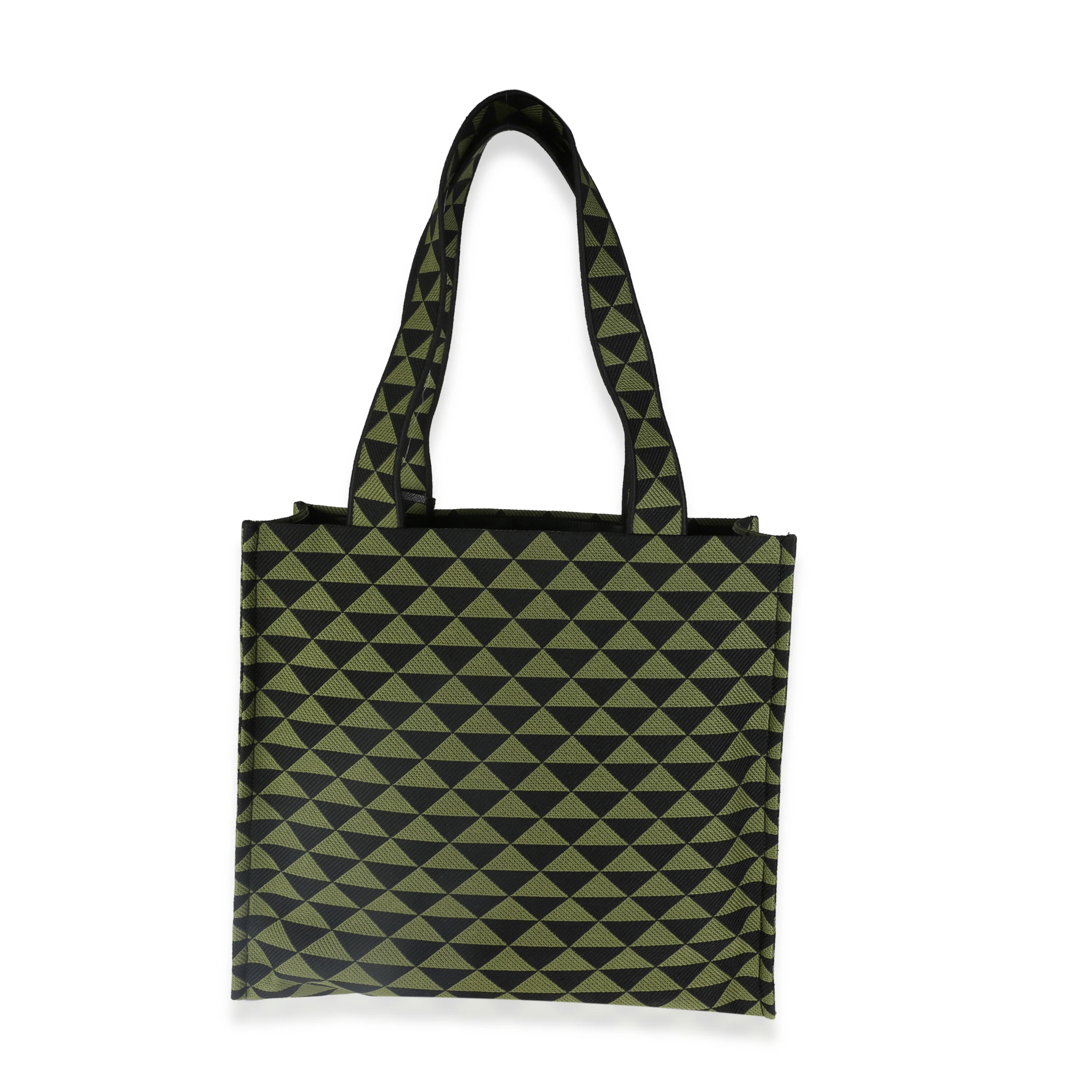 Black Green Jacquard Triangolo Symbole Shopping Tote - Image 4