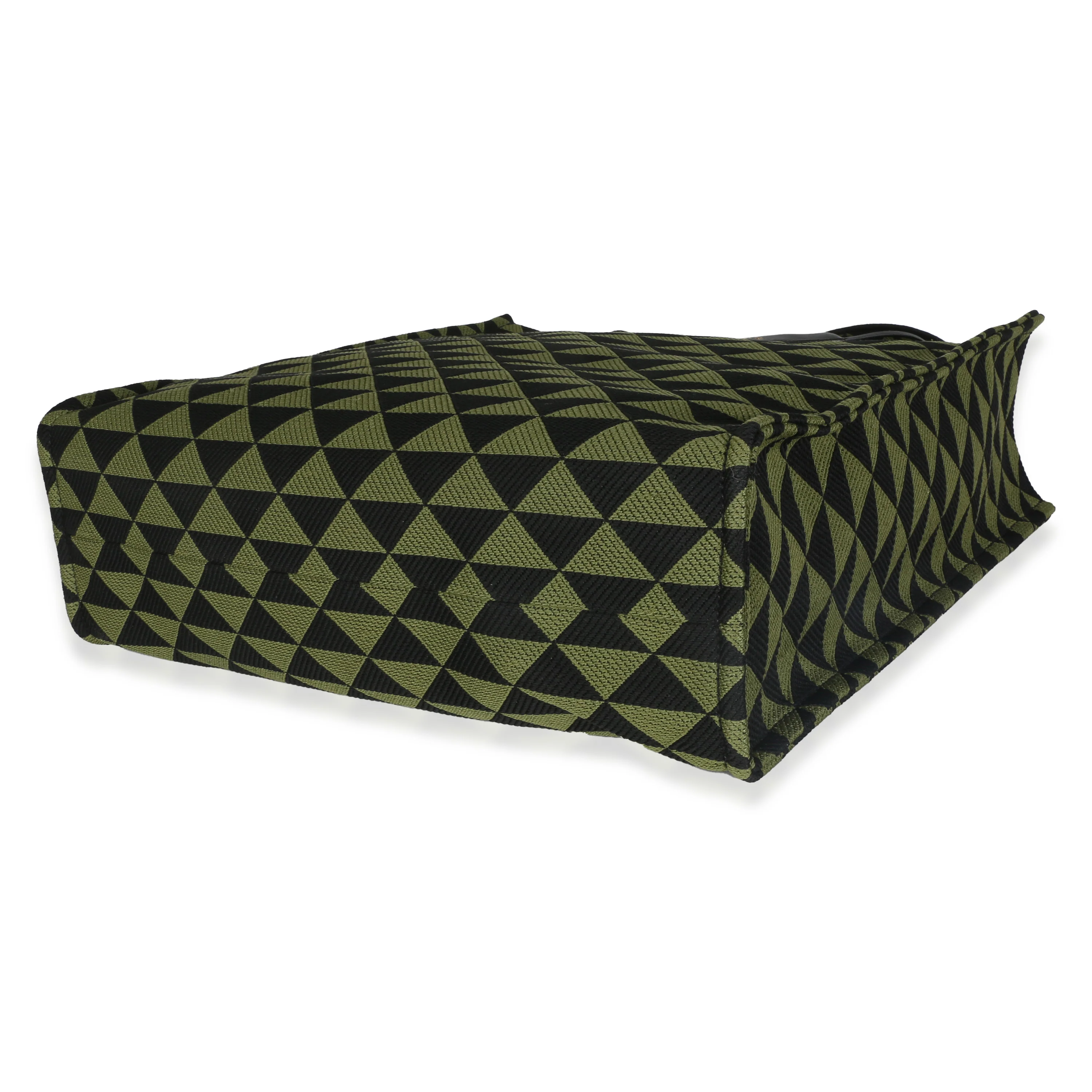 Black Green Jacquard Triangolo Symbole Shopping Tote - Image 7