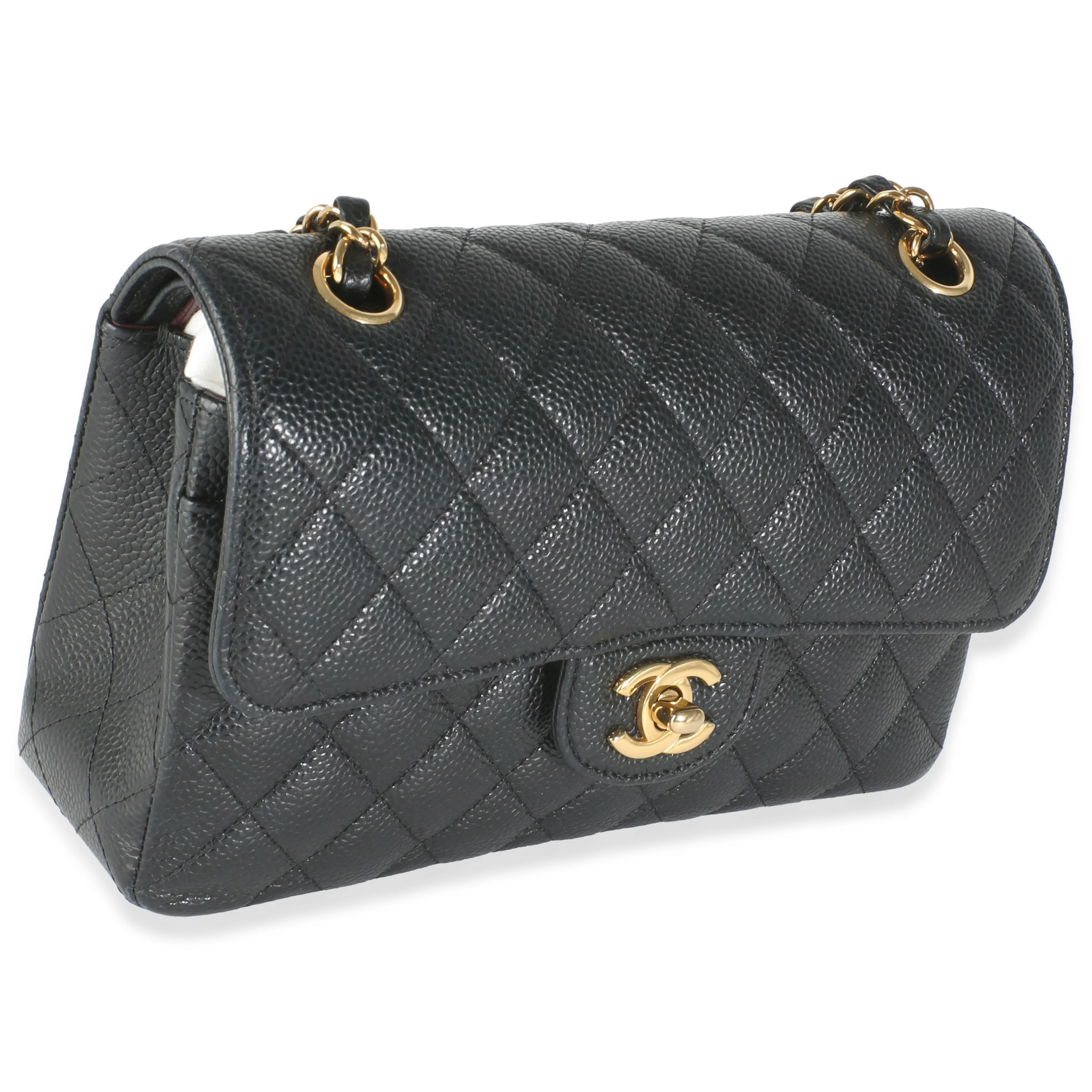 Black Quilted Caviar Small Classic Double Flap Bag - Image 3