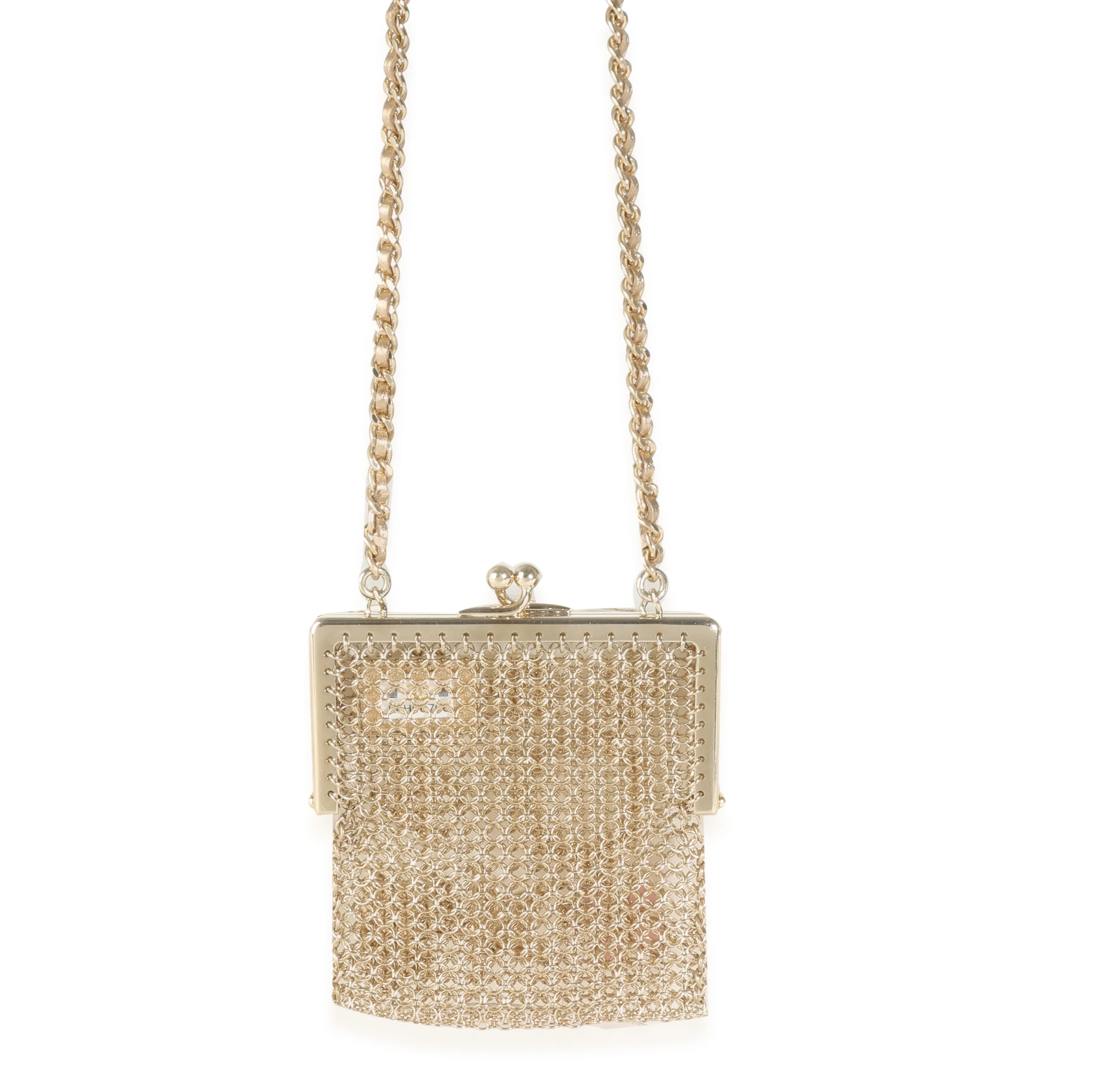 Gold Metal Chain Embellished Mini Frame Pouch - Image 4