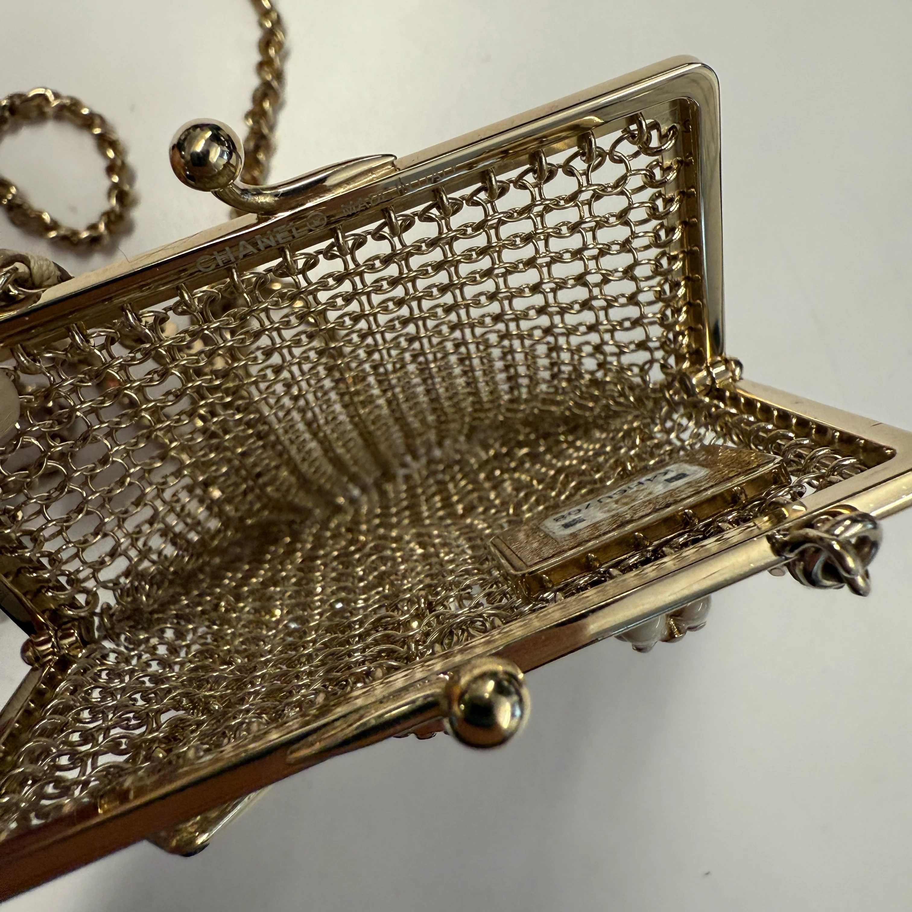 Gold Metal Chain Embellished Mini Frame Pouch - Image 8