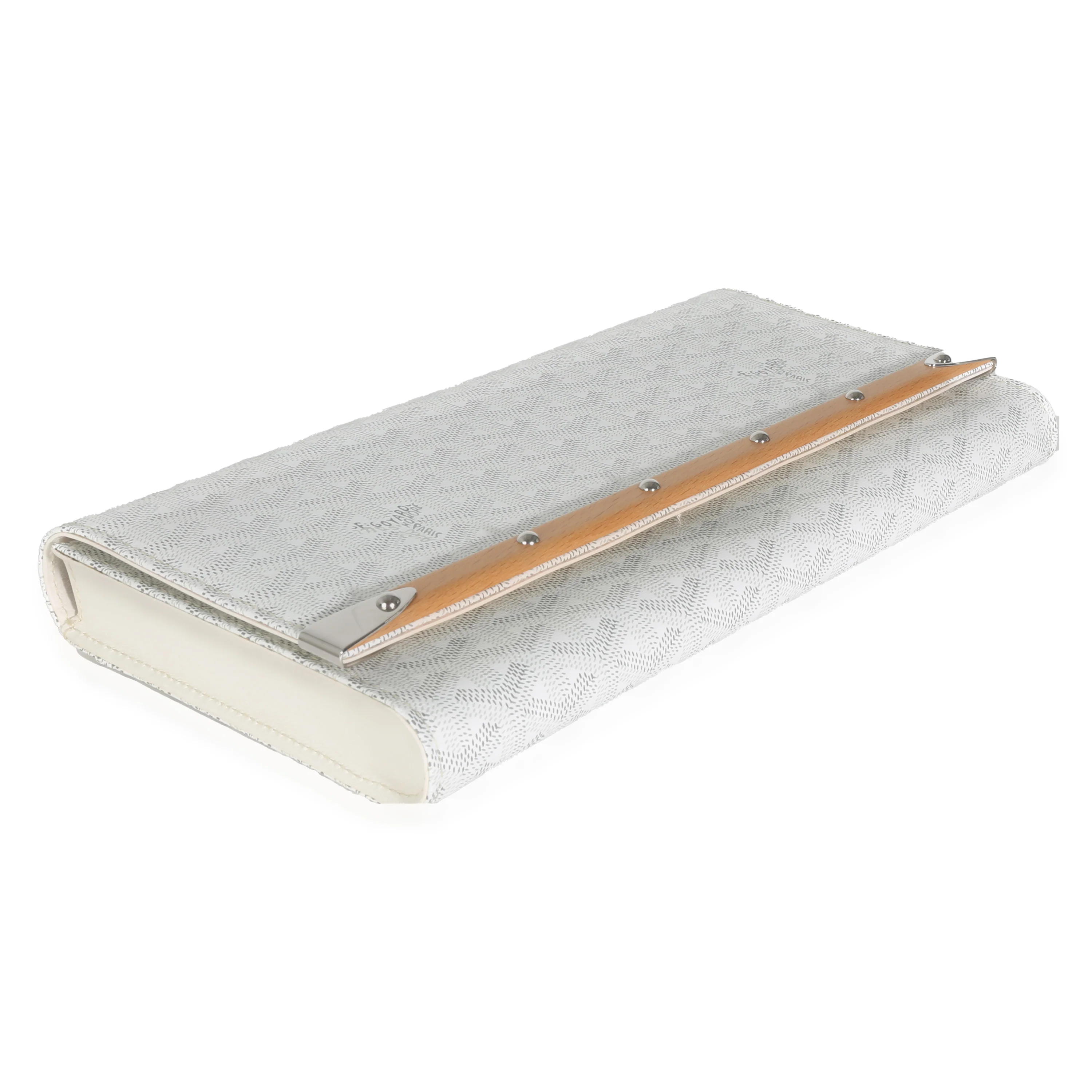 White Goyardine Canvas Monte Carlo Boise Clutch - Image 6