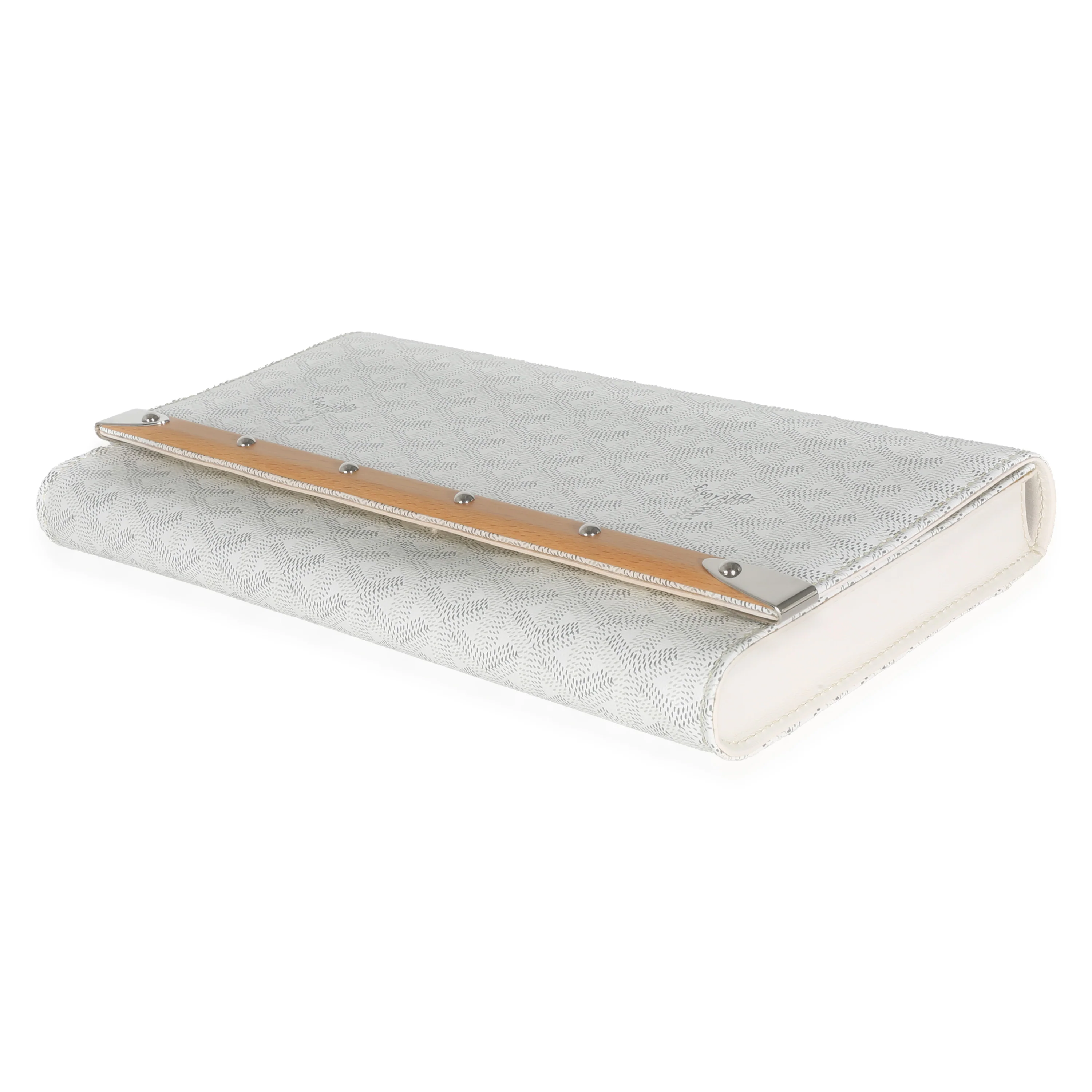 White Goyardine Canvas Monte Carlo Boise Clutch - Image 7