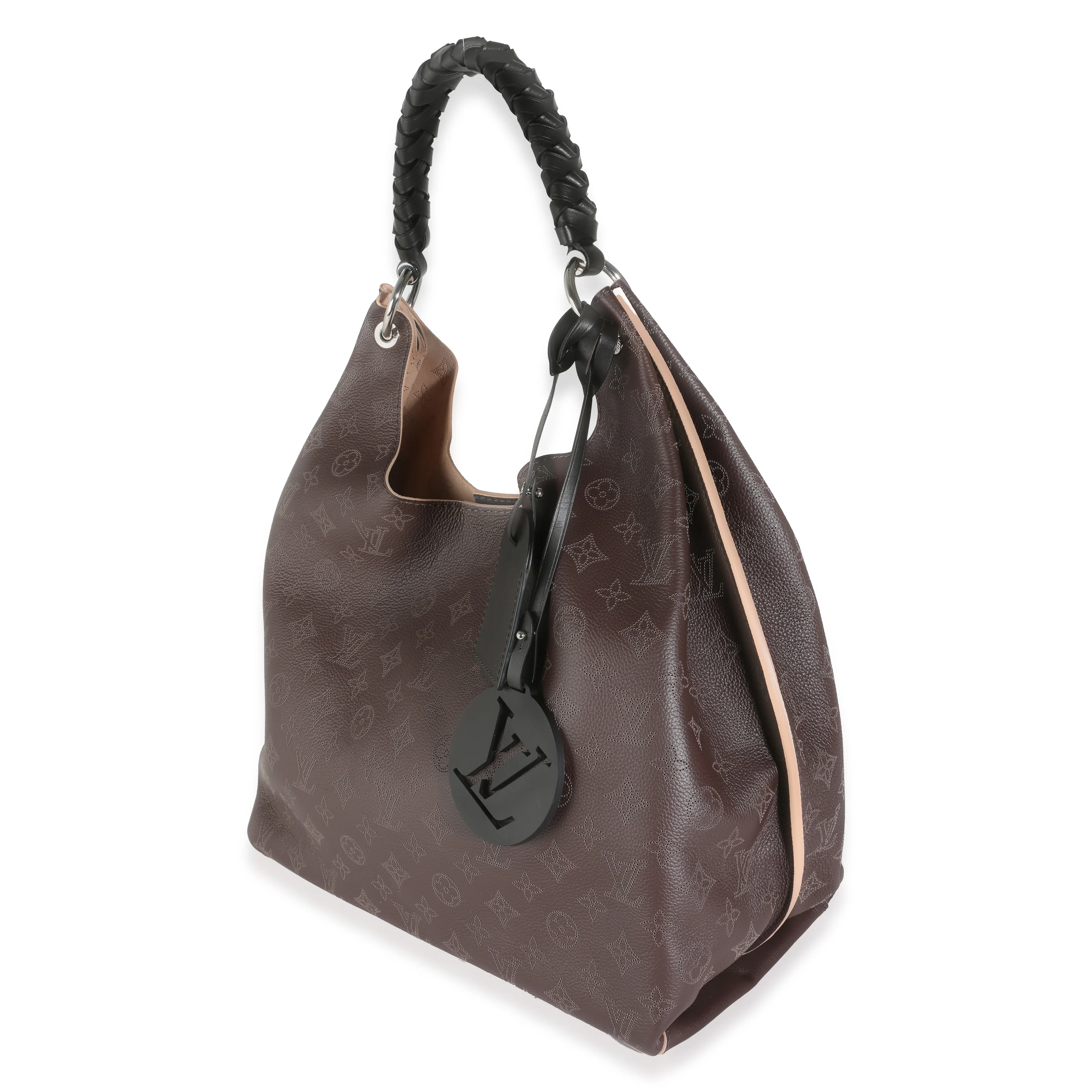 Chocolate Monogram Mahina Carmel Hobo - Image 2