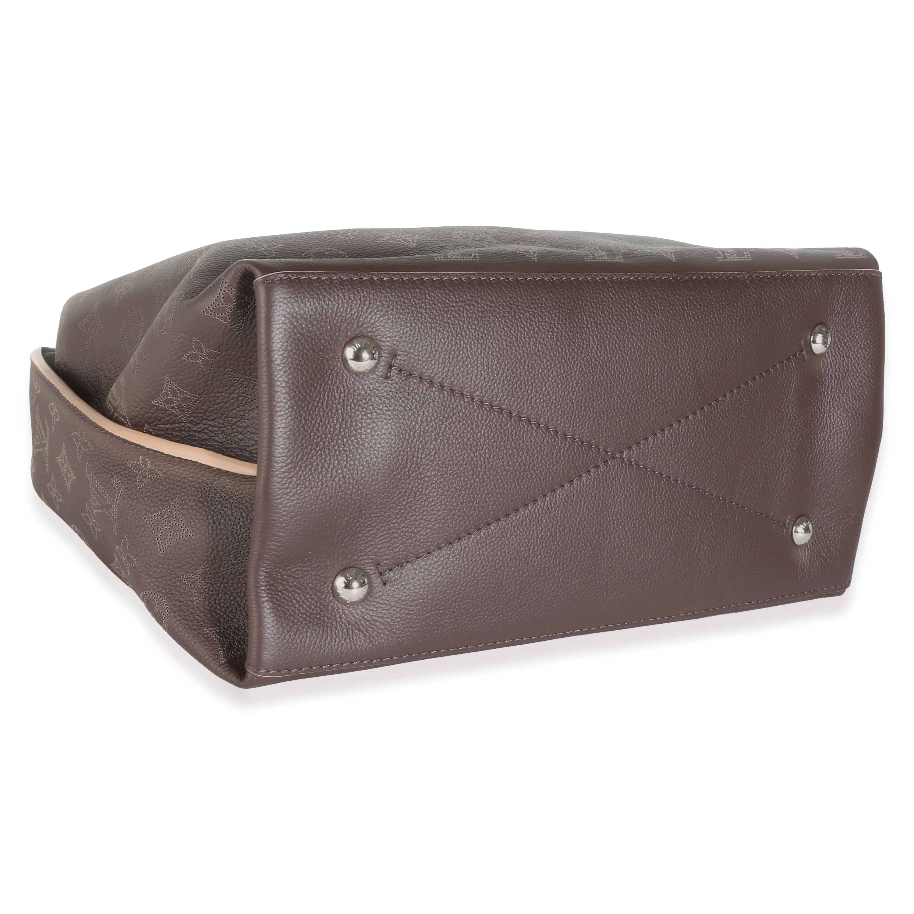 Chocolate Monogram Mahina Carmel Hobo - Image 6