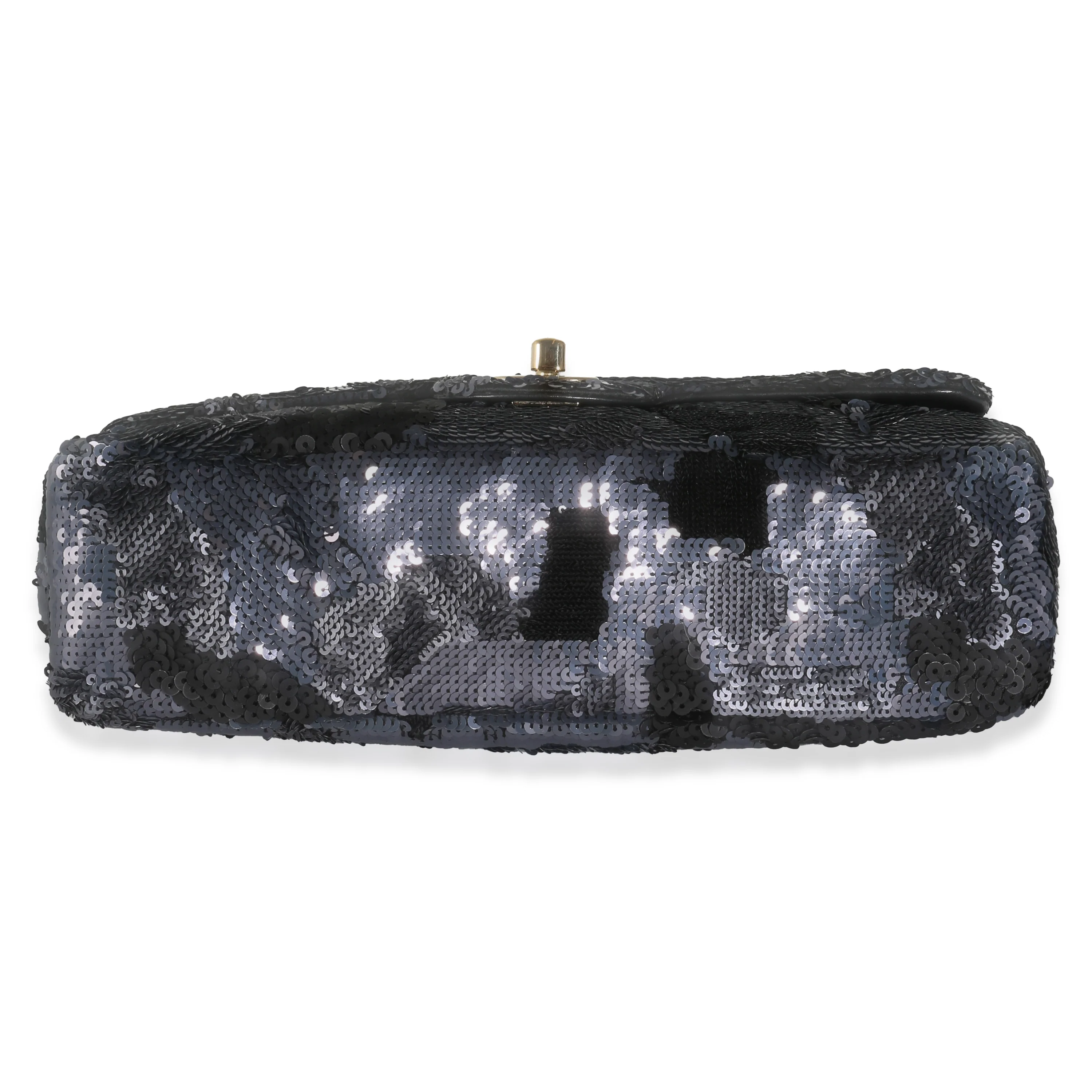 Black Navy Camo Sequin Medium Single Flap Bag - Image 5