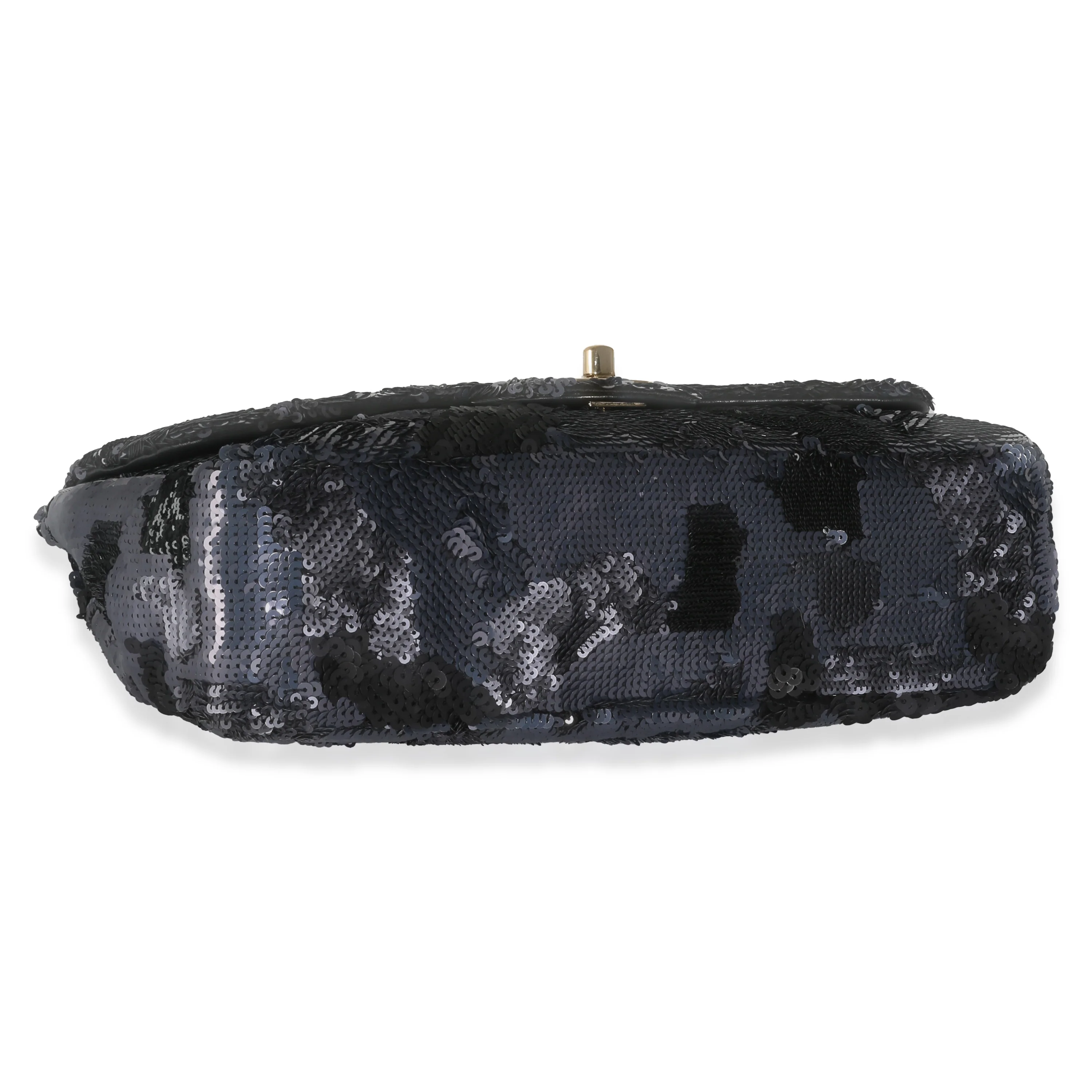 Black Navy Camo Sequin Medium Single Flap Bag - Image 6