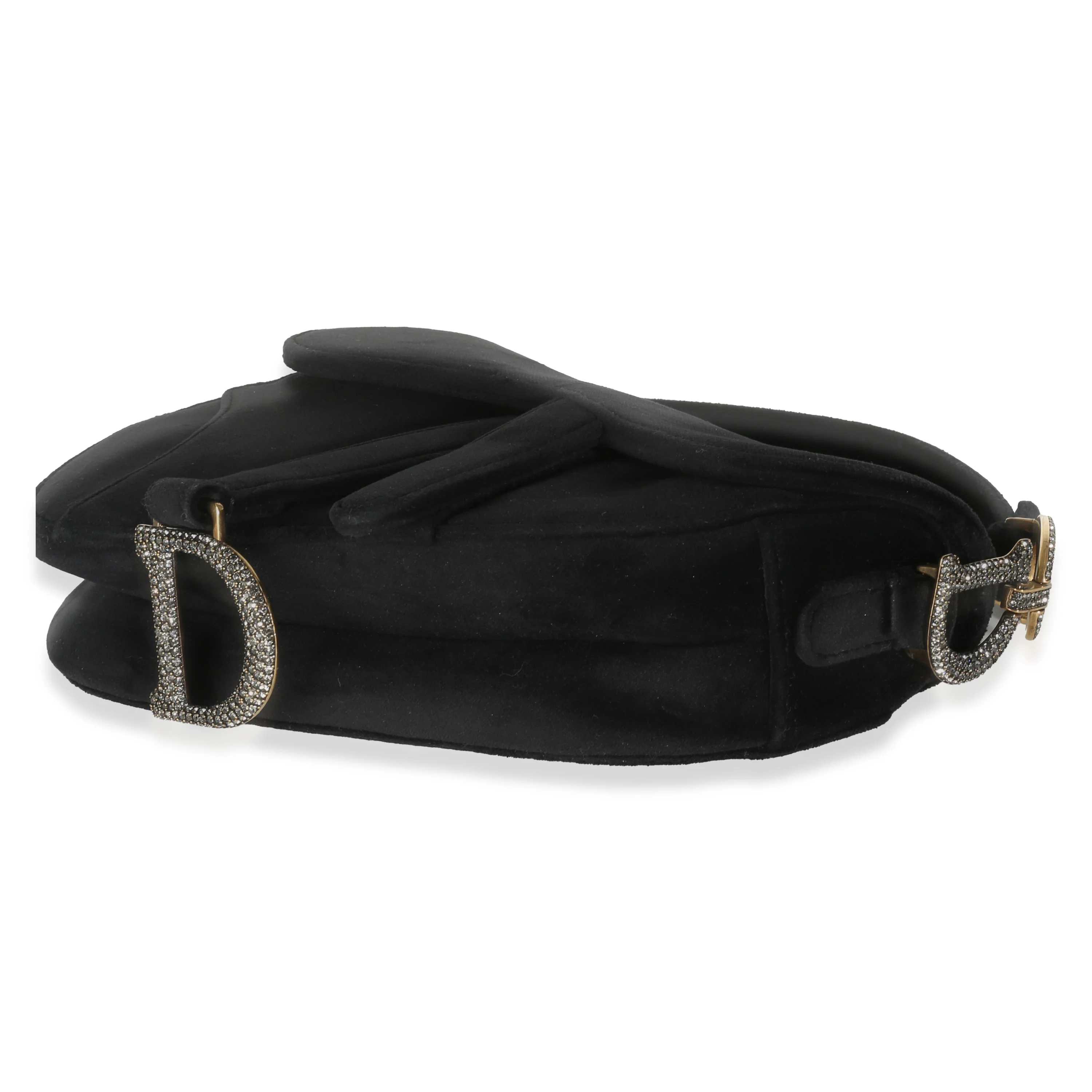 Black Velvet Crystal Mini Saddle Bag - Image 7