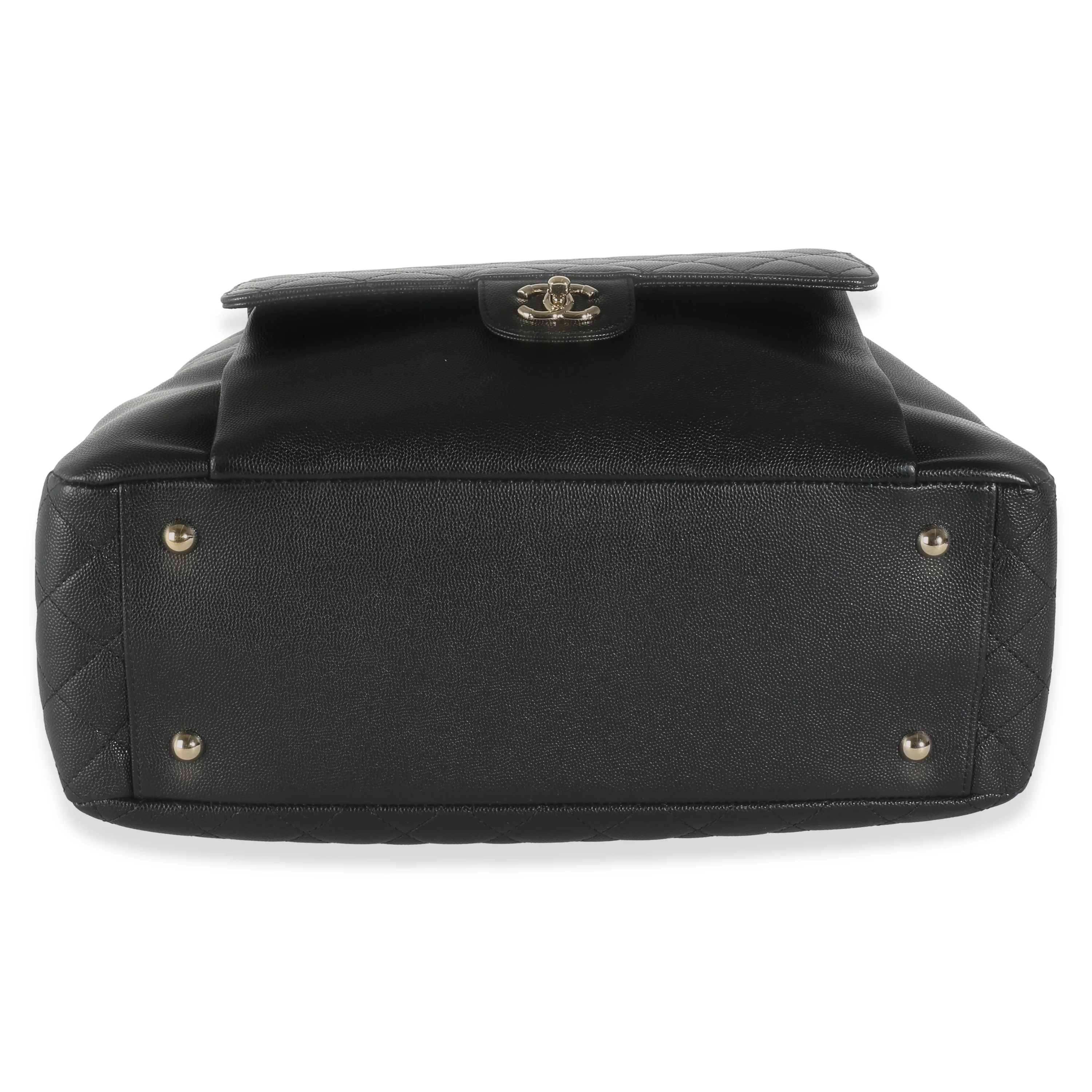 19C Black Quilted Caviar Front Pocket Large Shopping Bag - Image 5