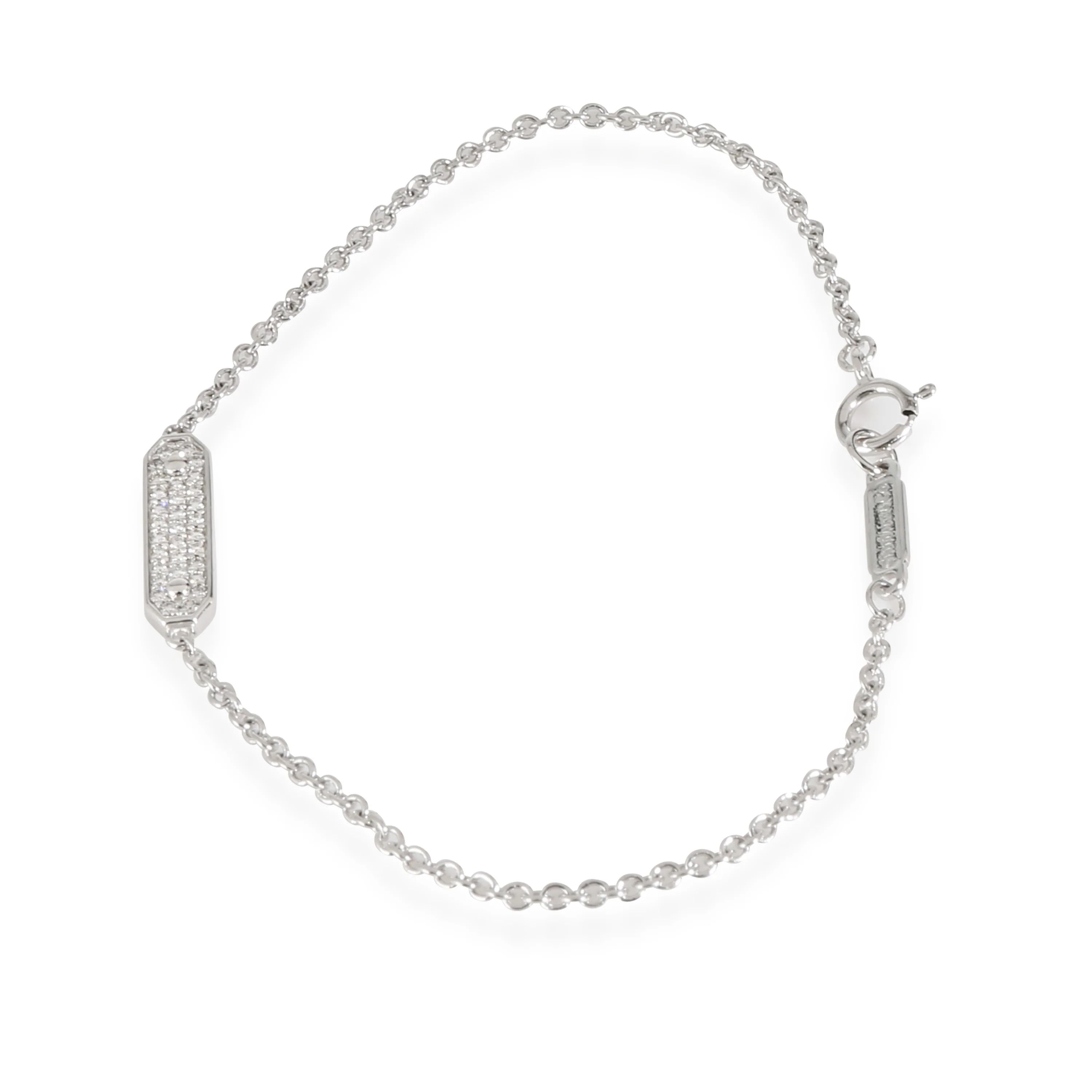 Diamond Tag Chain Bracelet in 18k White Gold 0.08 CTW - Image 2