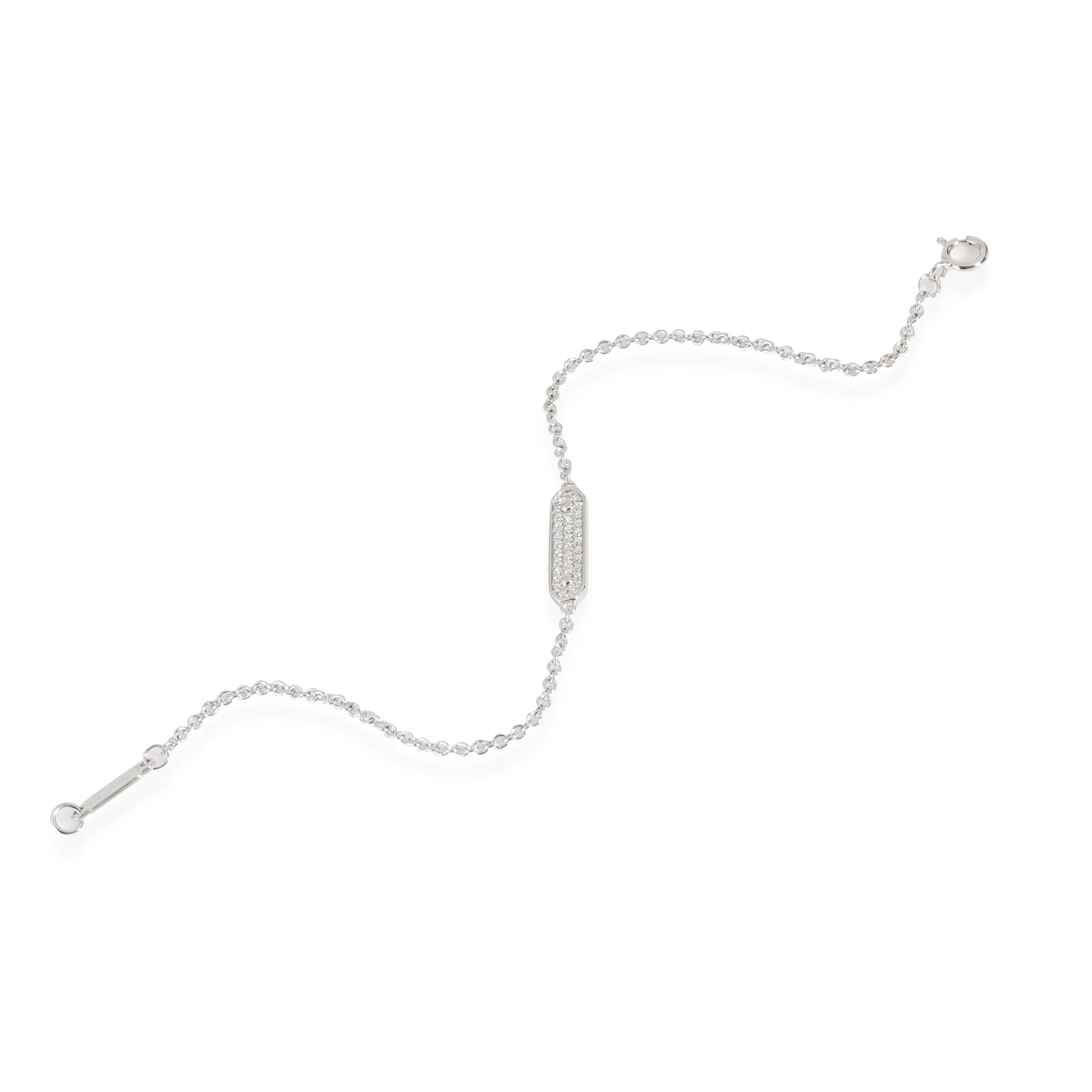 Diamond Tag Chain Bracelet in 18k White Gold 0.08 CTW - Image 3