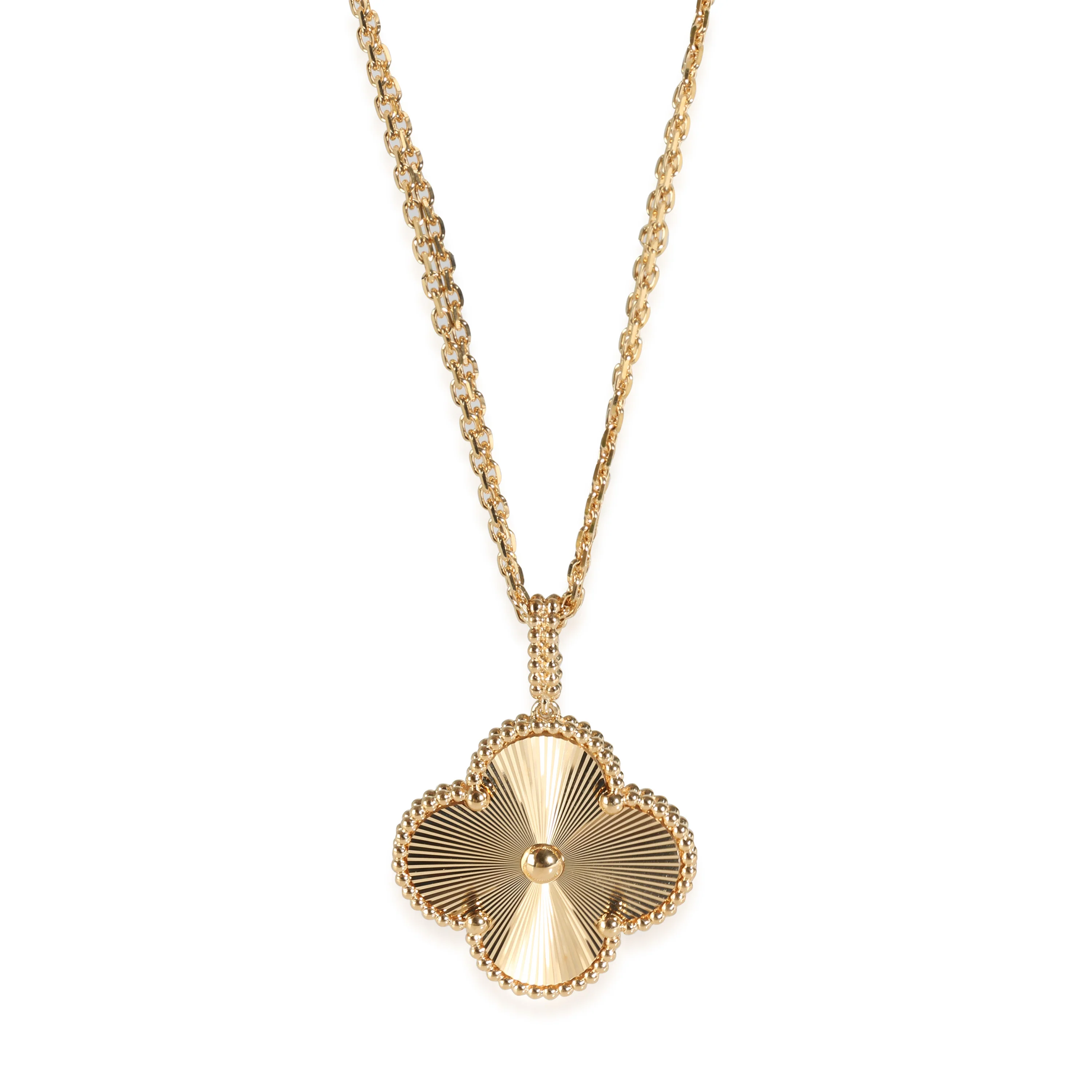 Magic Alhambra Guilloche Necklace in 18K Yellow Gold