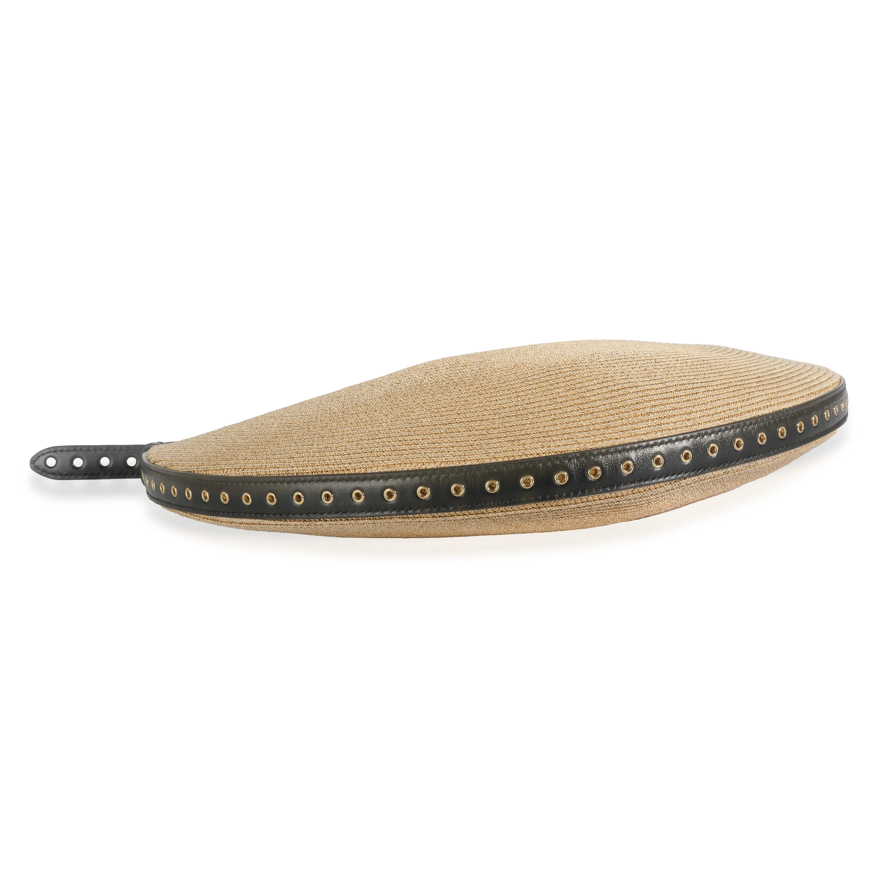 Black Beige Paper Straw One Piece Demi Lune Bag - Image 8