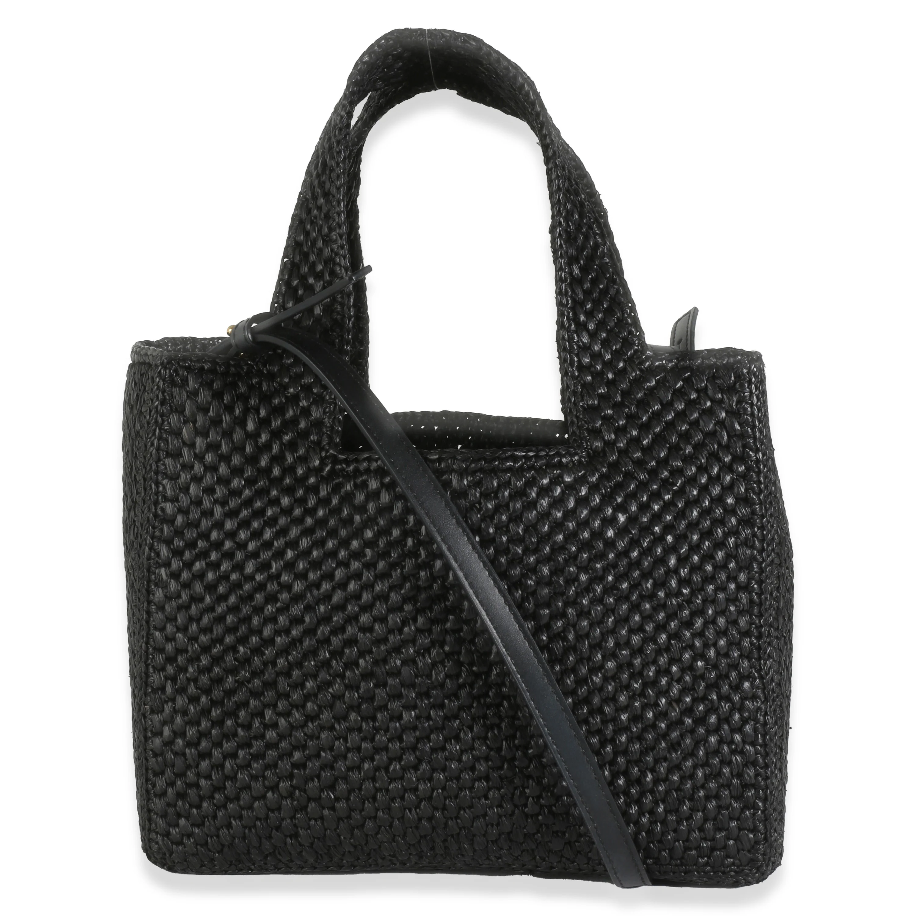 Black Raffia Blend Small Loewe Font Tote - Image 4
