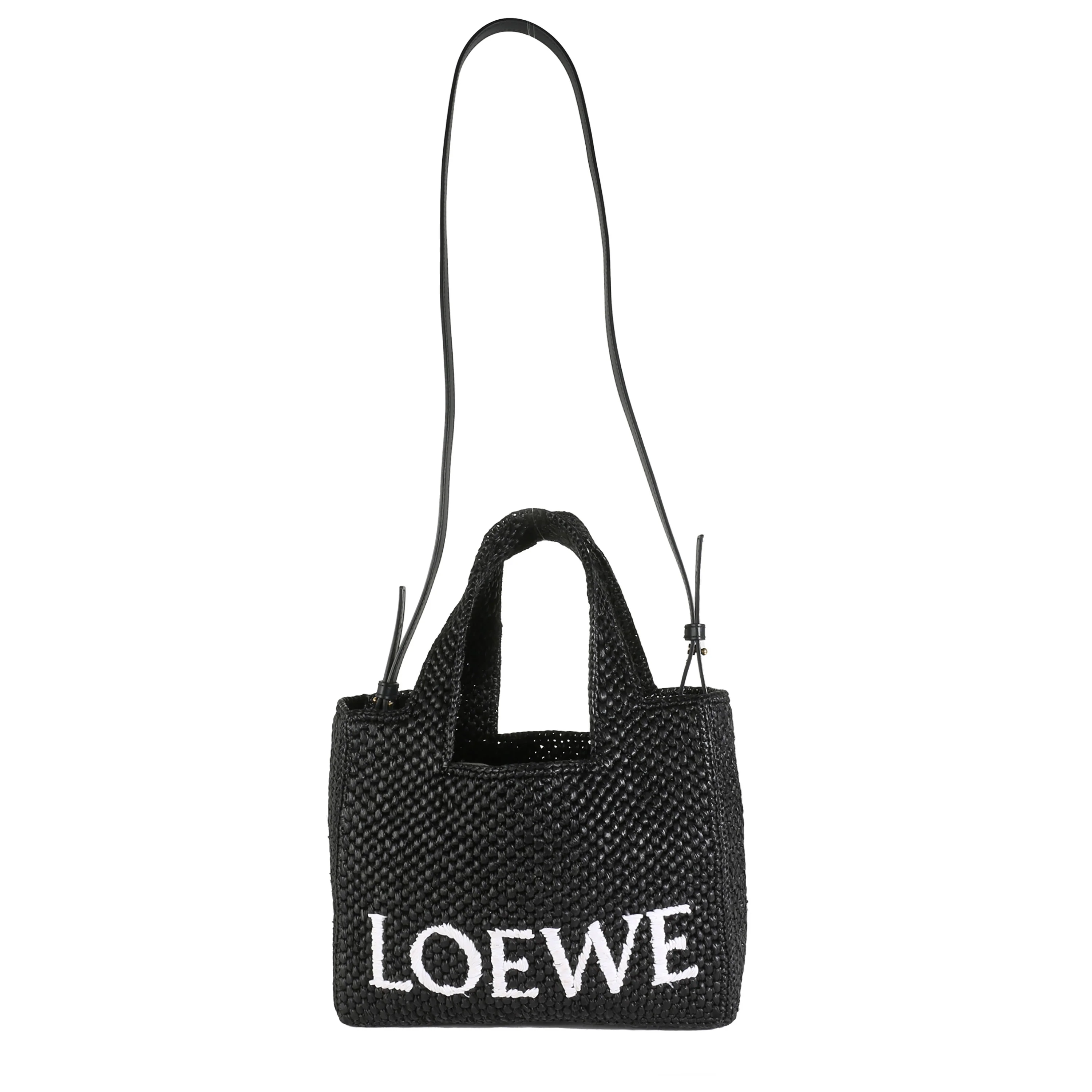 Black Raffia Blend Small Loewe Font Tote - Image 5