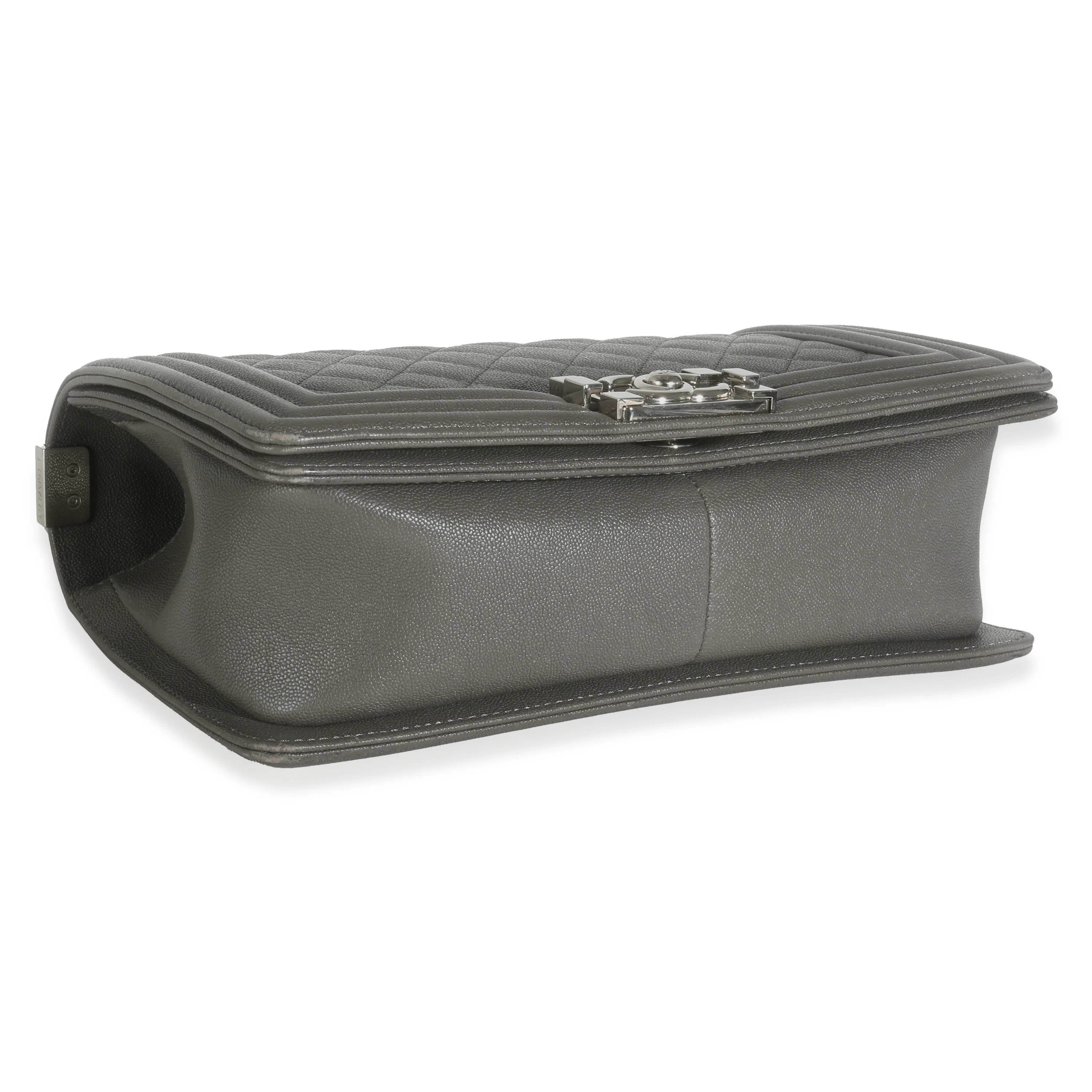 Grey Quilted Caviar Medium Boy Handbag - Image 6