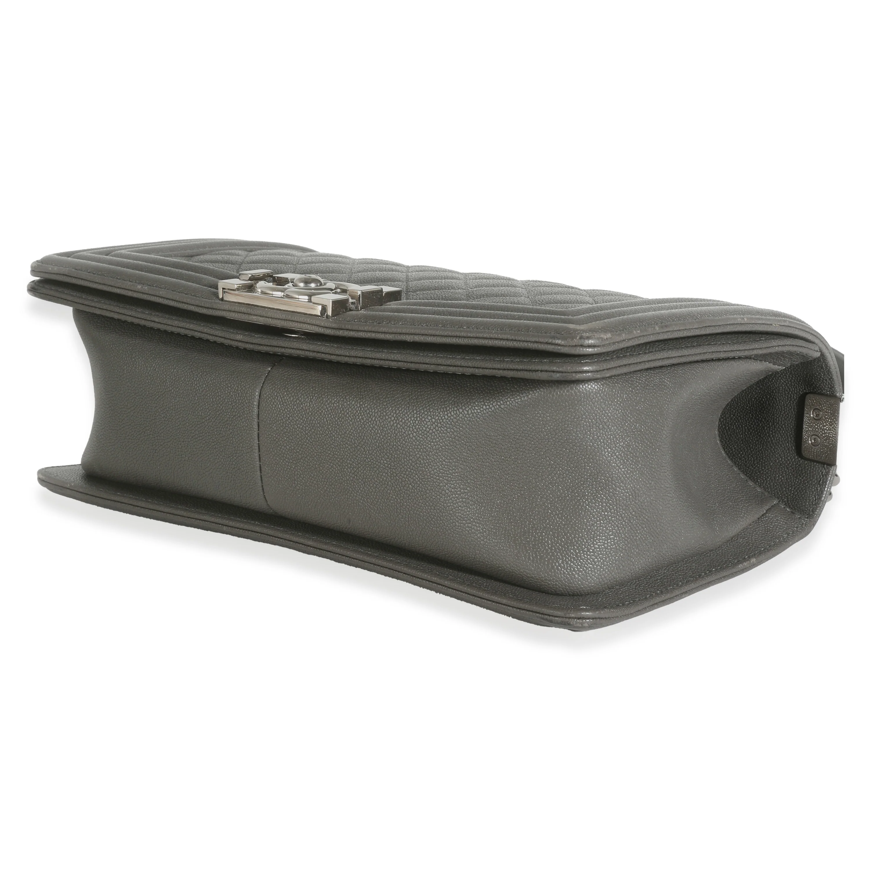 Grey Quilted Caviar Medium Boy Handbag - Image 7