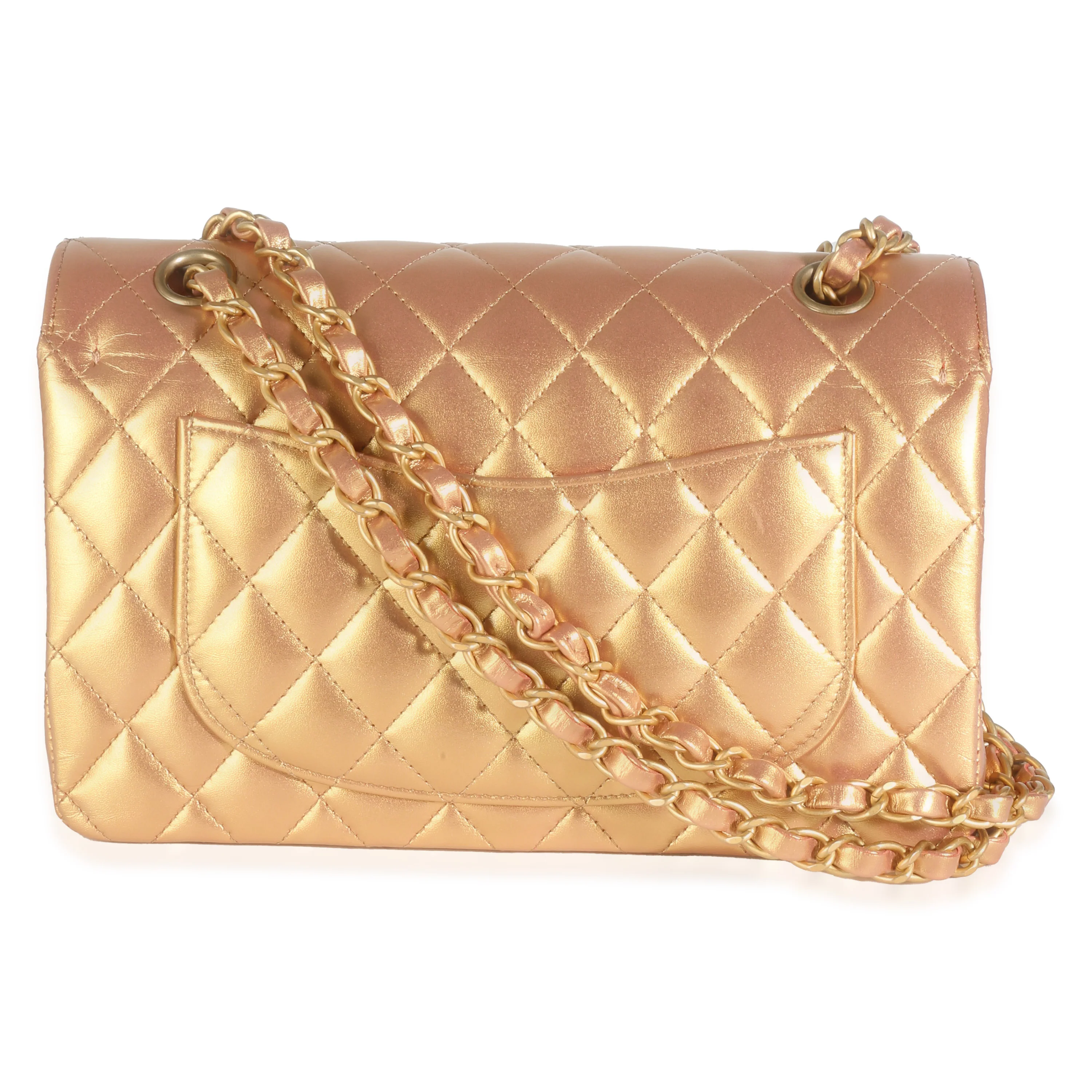Bronze Metallic Quilted Lambskin Small Classic Double Flap Bag - Image 4
