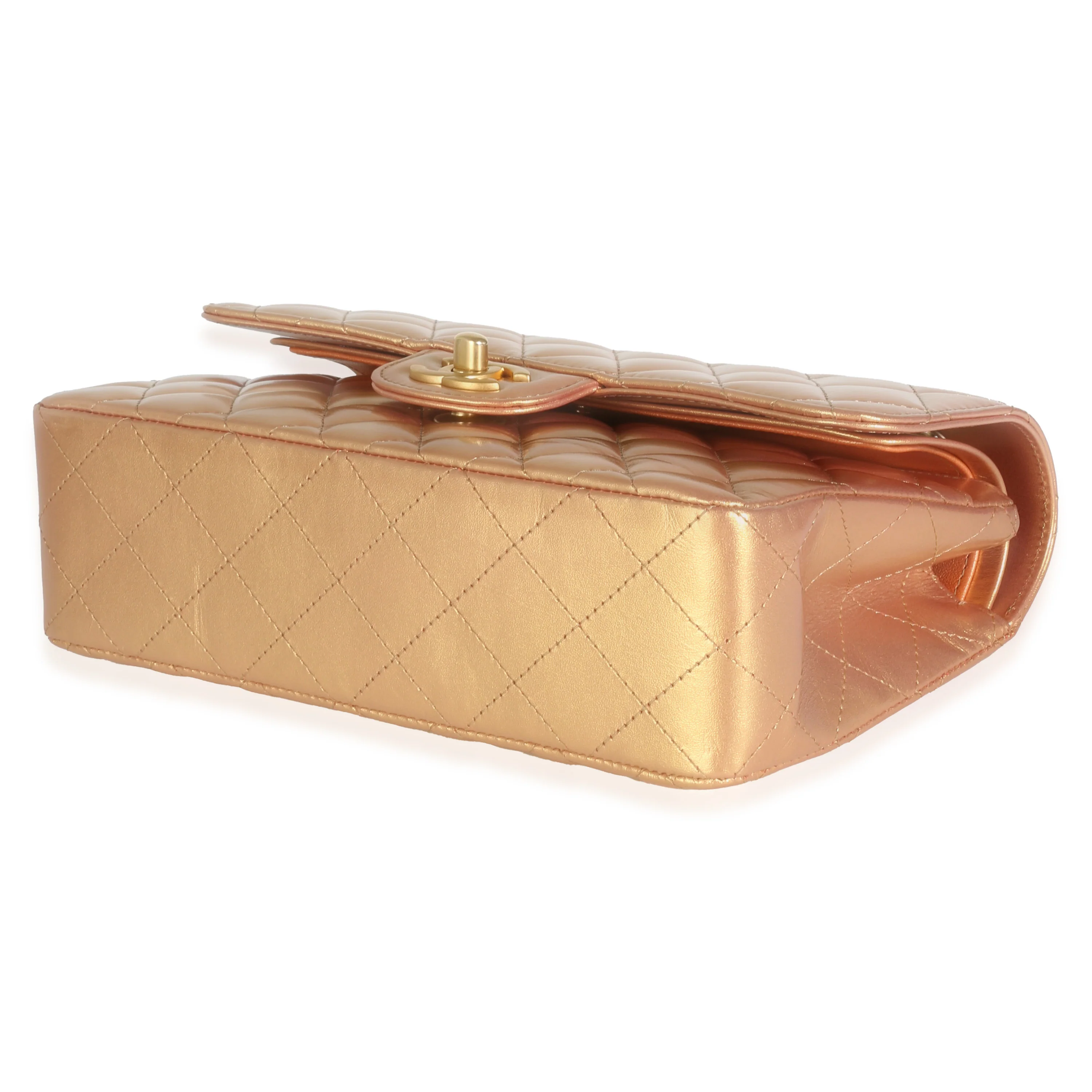 Bronze Metallic Quilted Lambskin Small Classic Double Flap Bag - Image 7