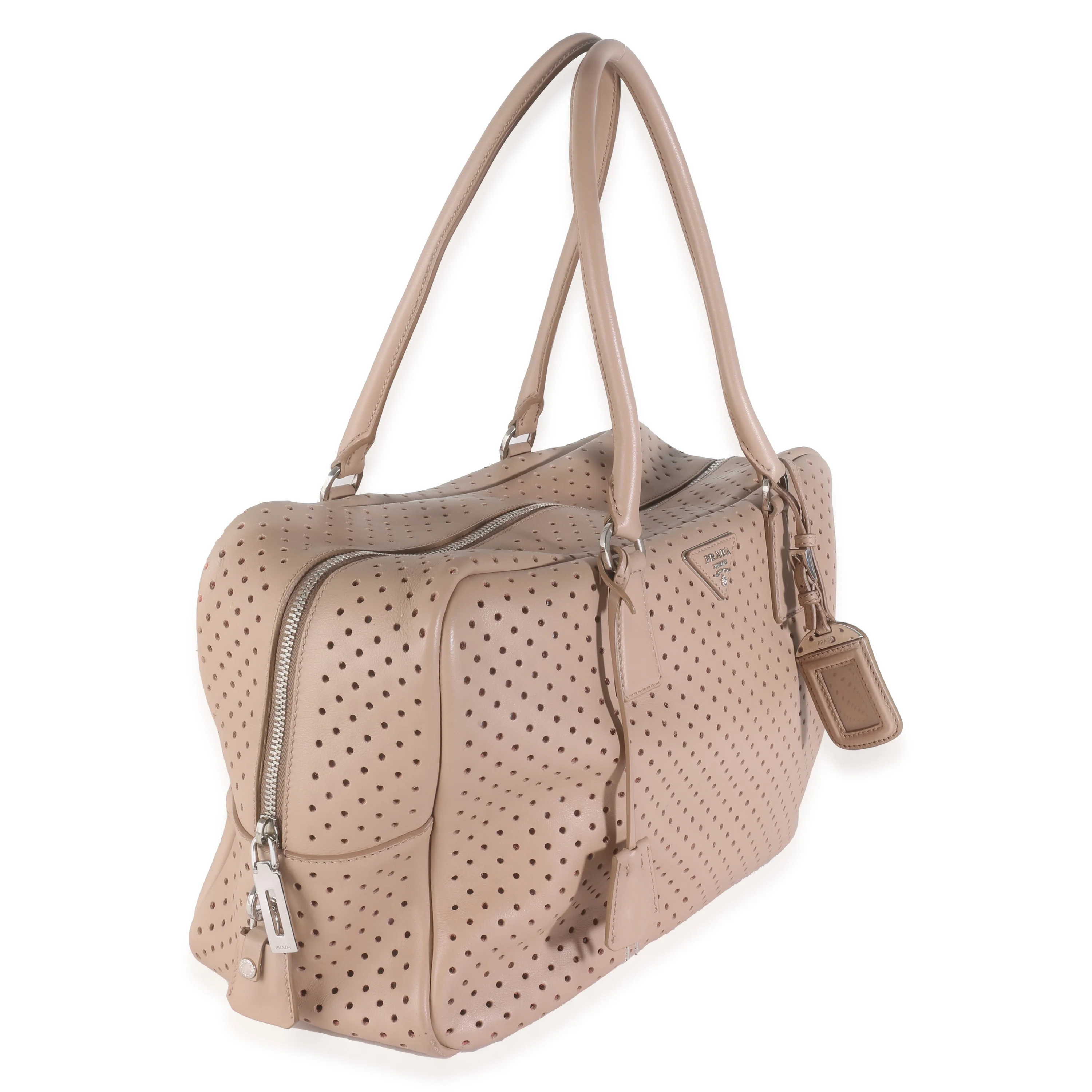 Beige Perforated Soft Calf Bauletto Bag - Image 3