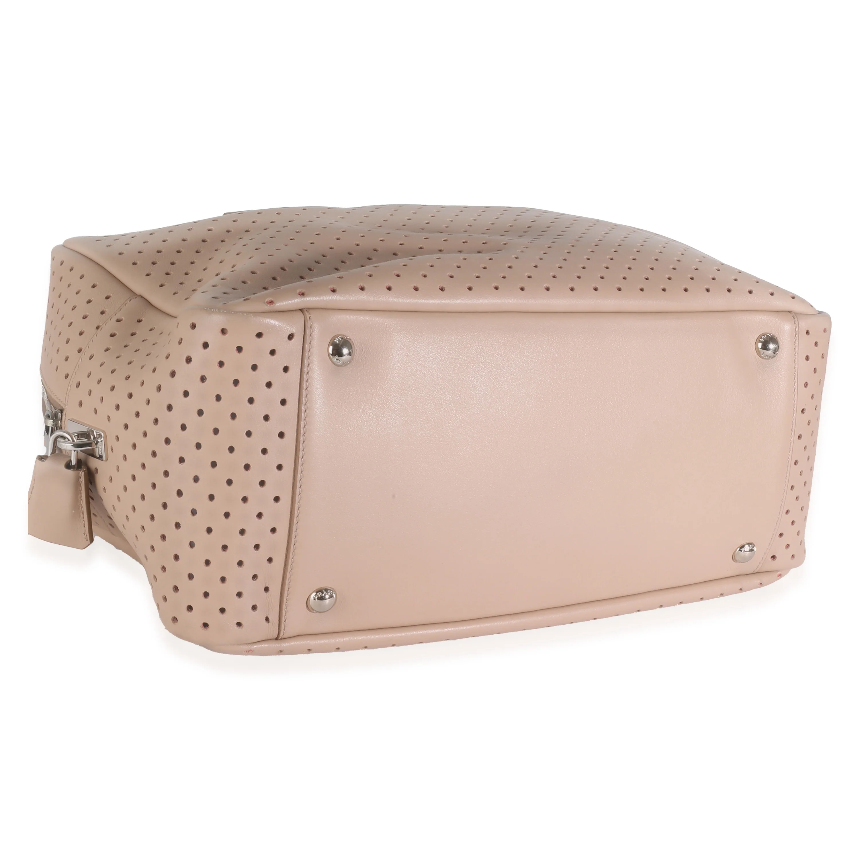 Beige Perforated Soft Calf Bauletto Bag - Image 6