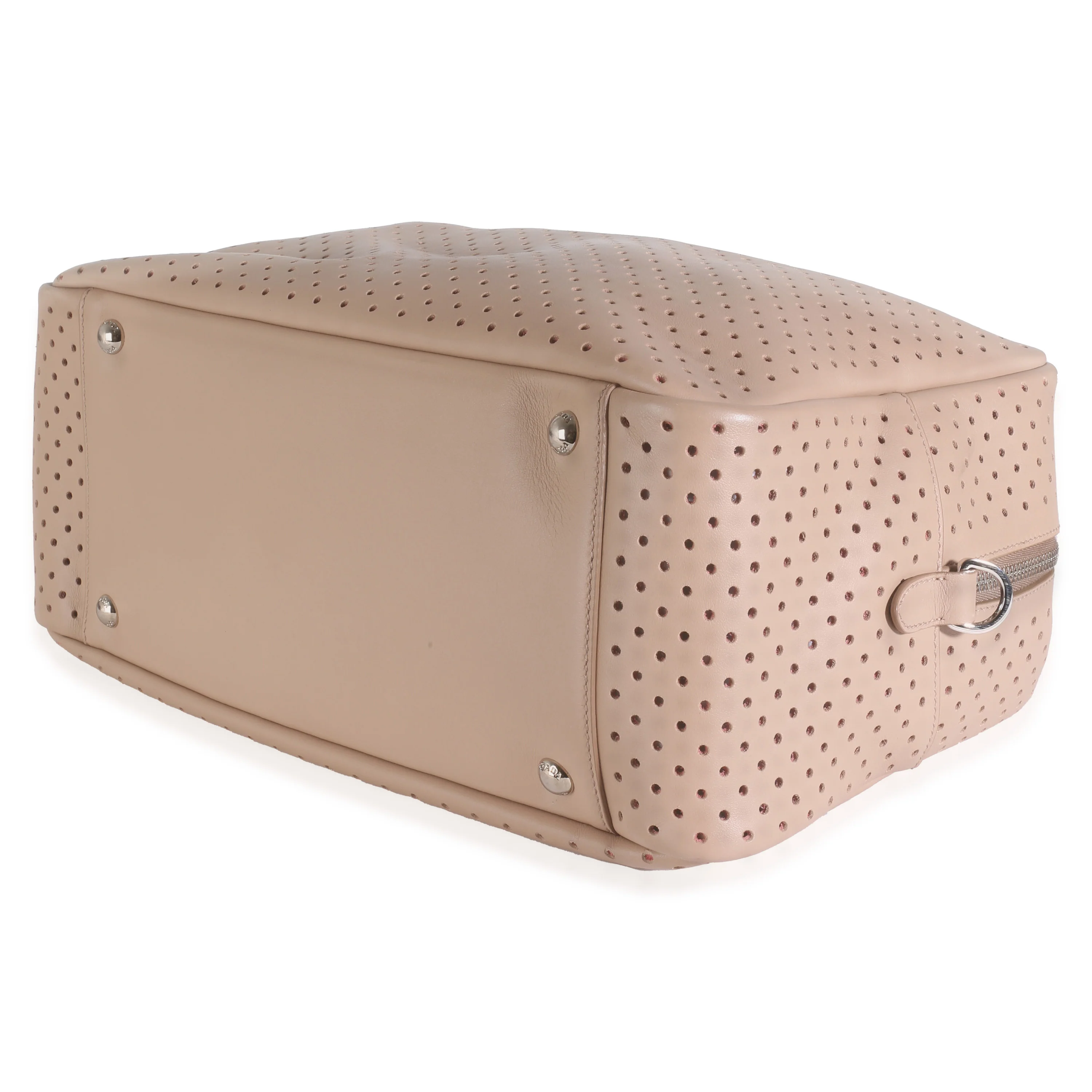 Beige Perforated Soft Calf Bauletto Bag - Image 7
