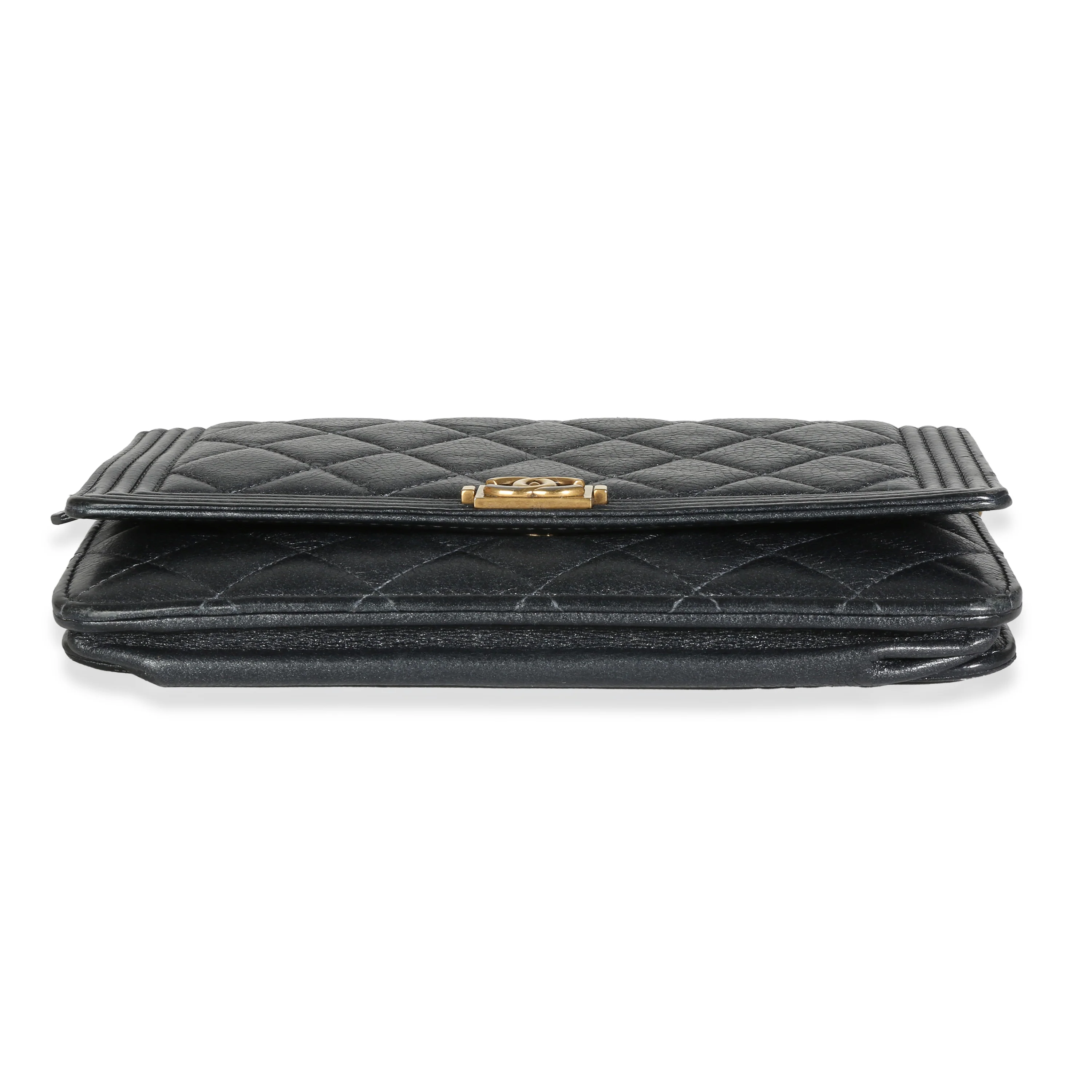 Gunmetal Quilted Lambskin Boy Wallet On Chain - Image 5