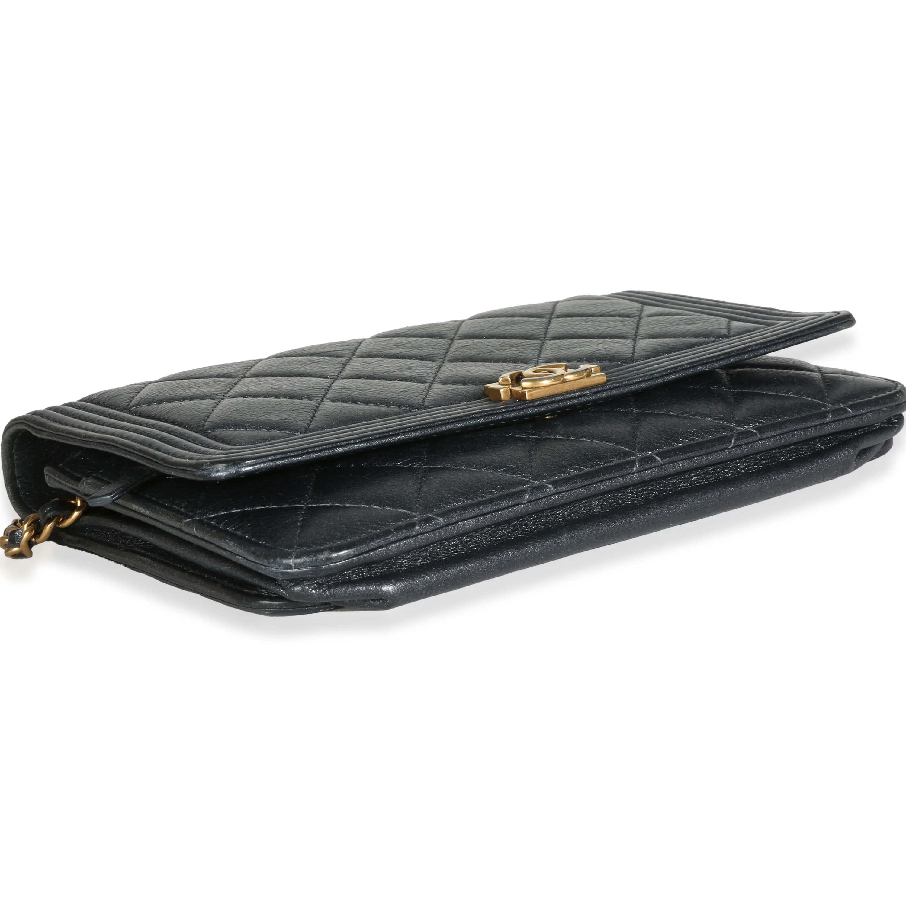 Gunmetal Quilted Lambskin Boy Wallet On Chain - Image 6