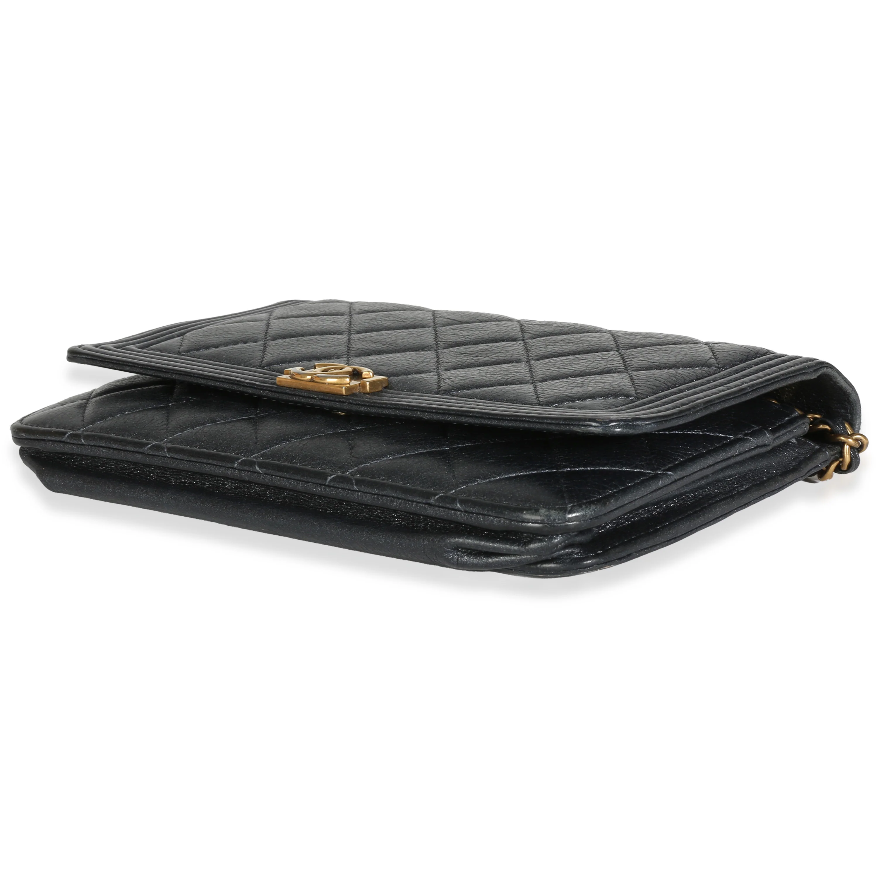 Gunmetal Quilted Lambskin Boy Wallet On Chain - Image 7