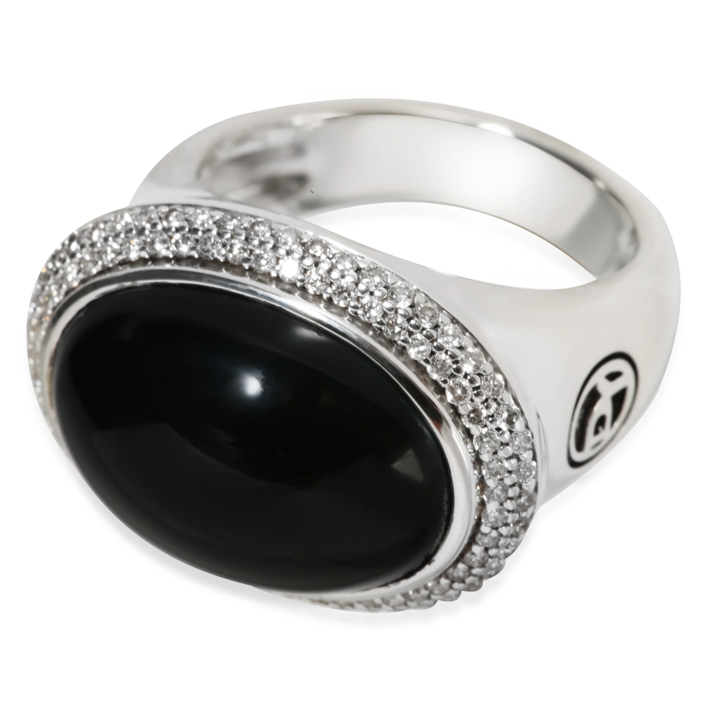 Signature Oval Onyx Ring in Sterling Silver 0.48 CTW
