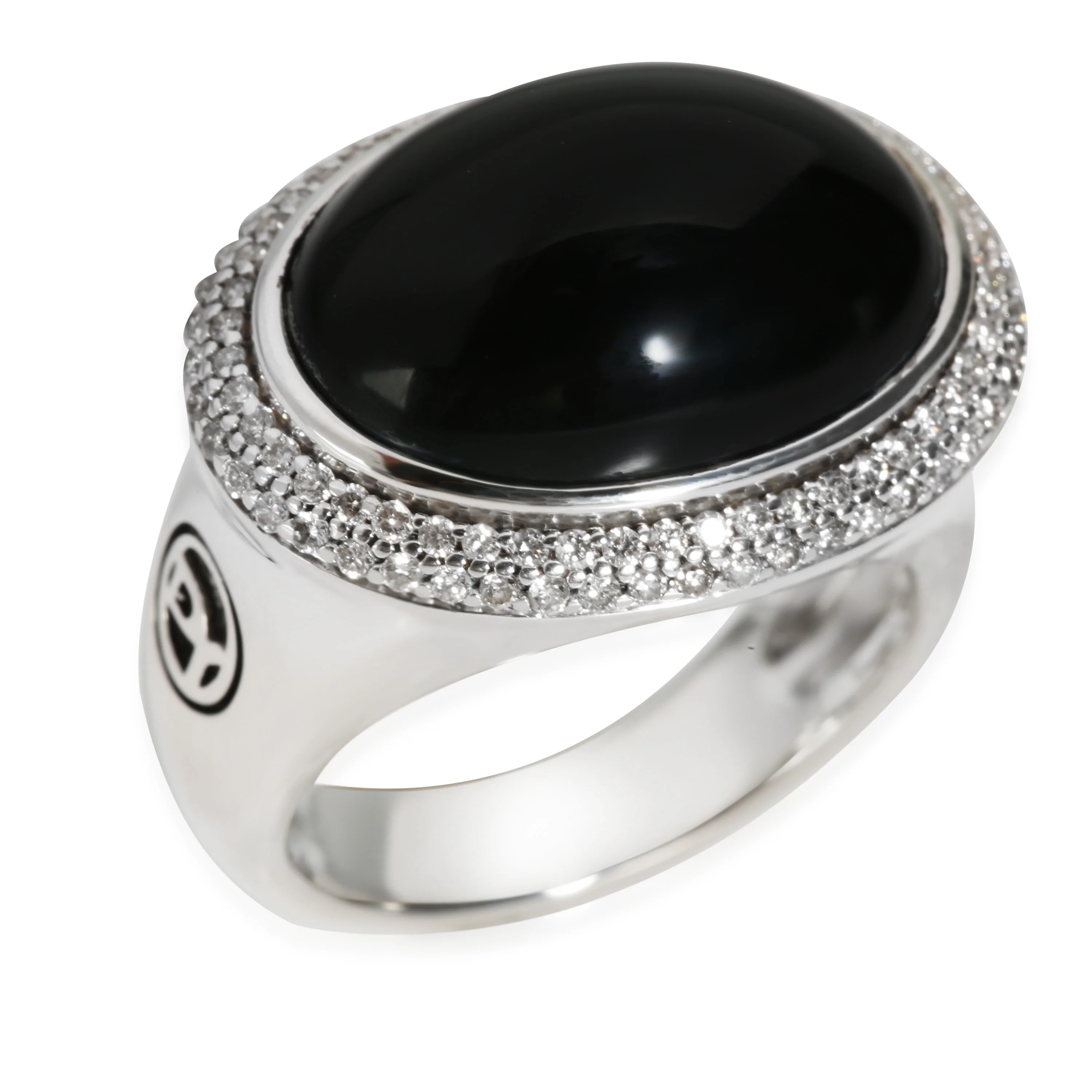 Signature Oval Onyx Ring in Sterling Silver 0.48 CTW - Image 3