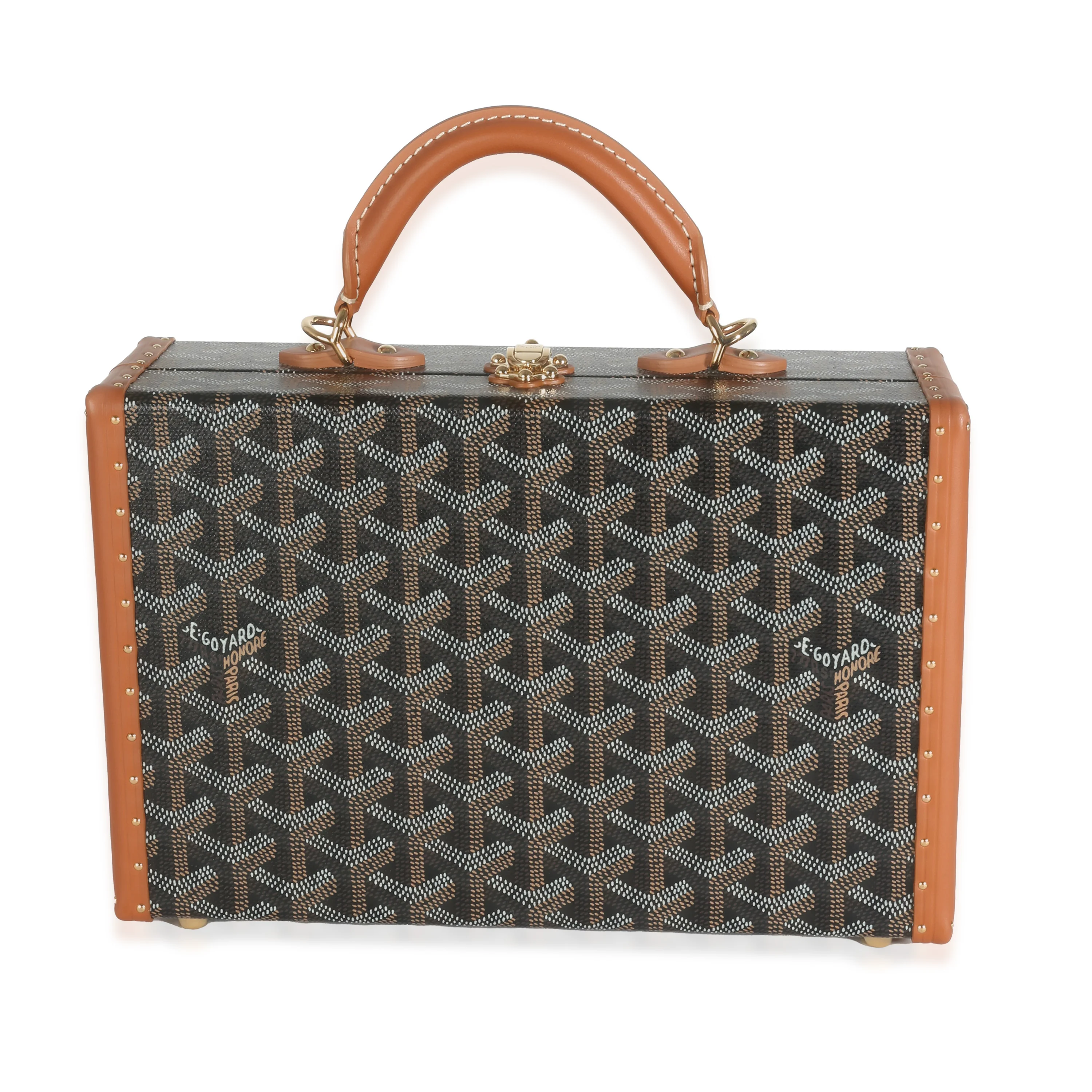 Black Tan Goyardine Canvas Grand Hotel Trunk Bag - Image 4