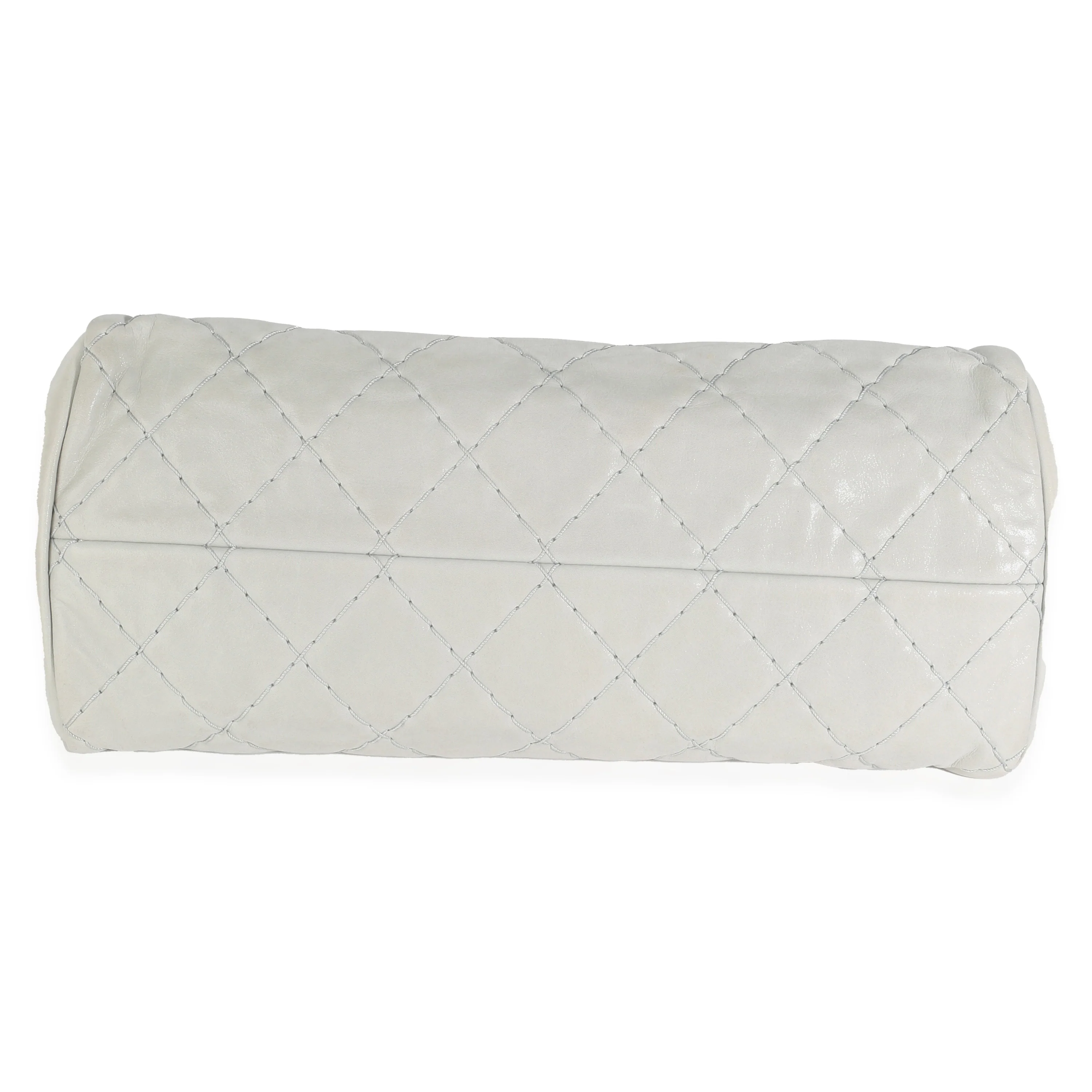 11P Silver Iridescent Calfskin Just Mademoiselle Bowling Bag - Image 4