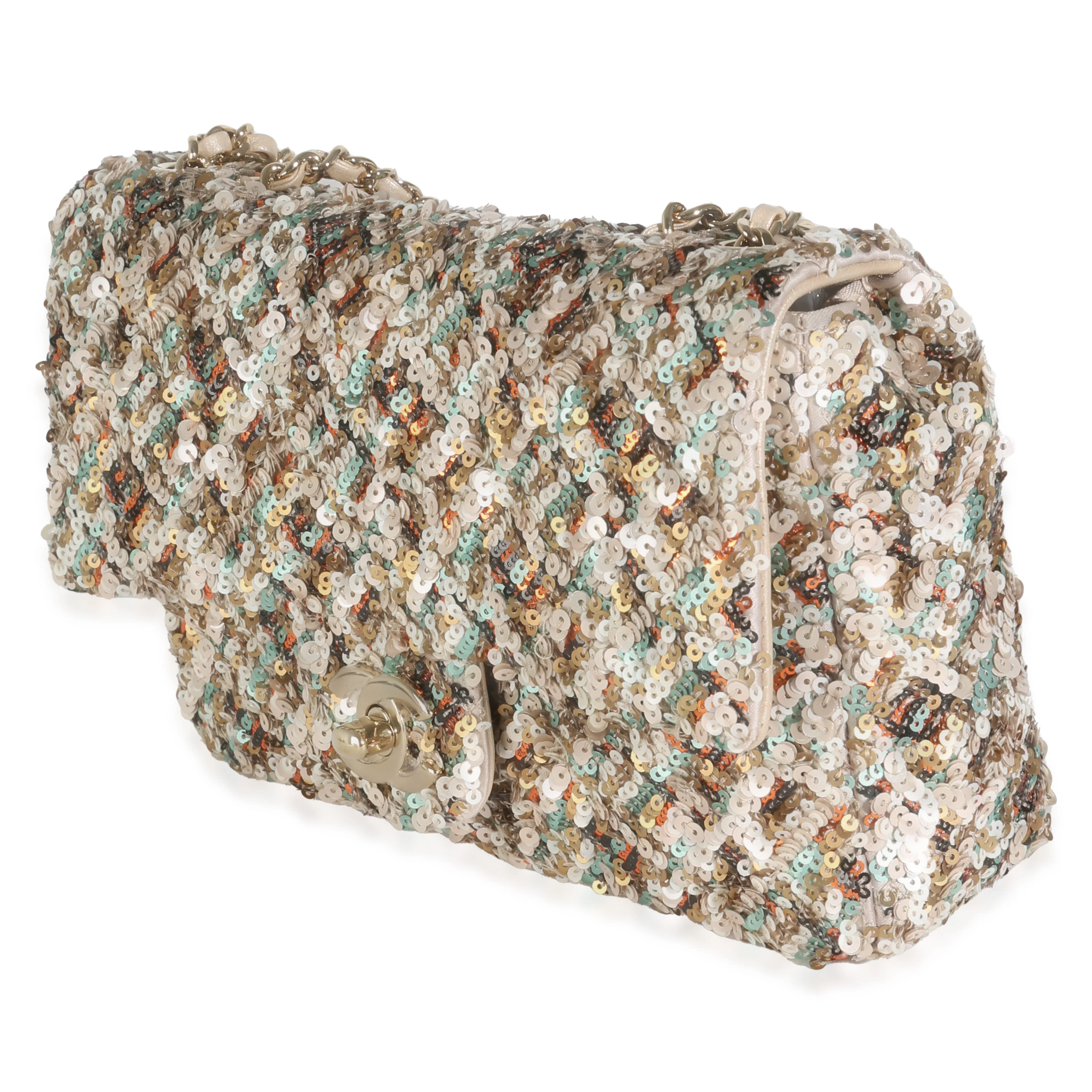 Gold Multicolour Sequin Small Single Flap Bag - Image 2