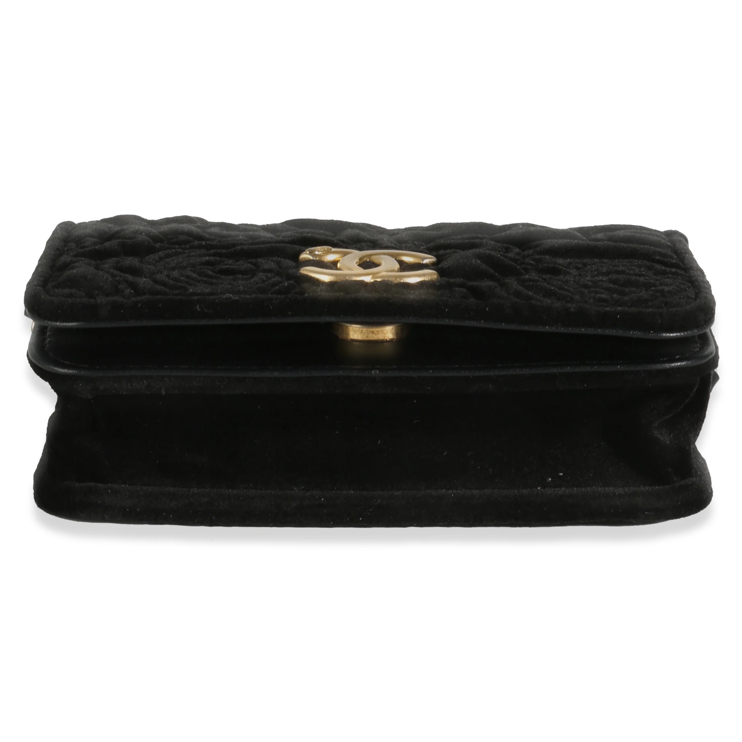 Black Velvet Camellia Mini Coin Purse With Chain - Image 5