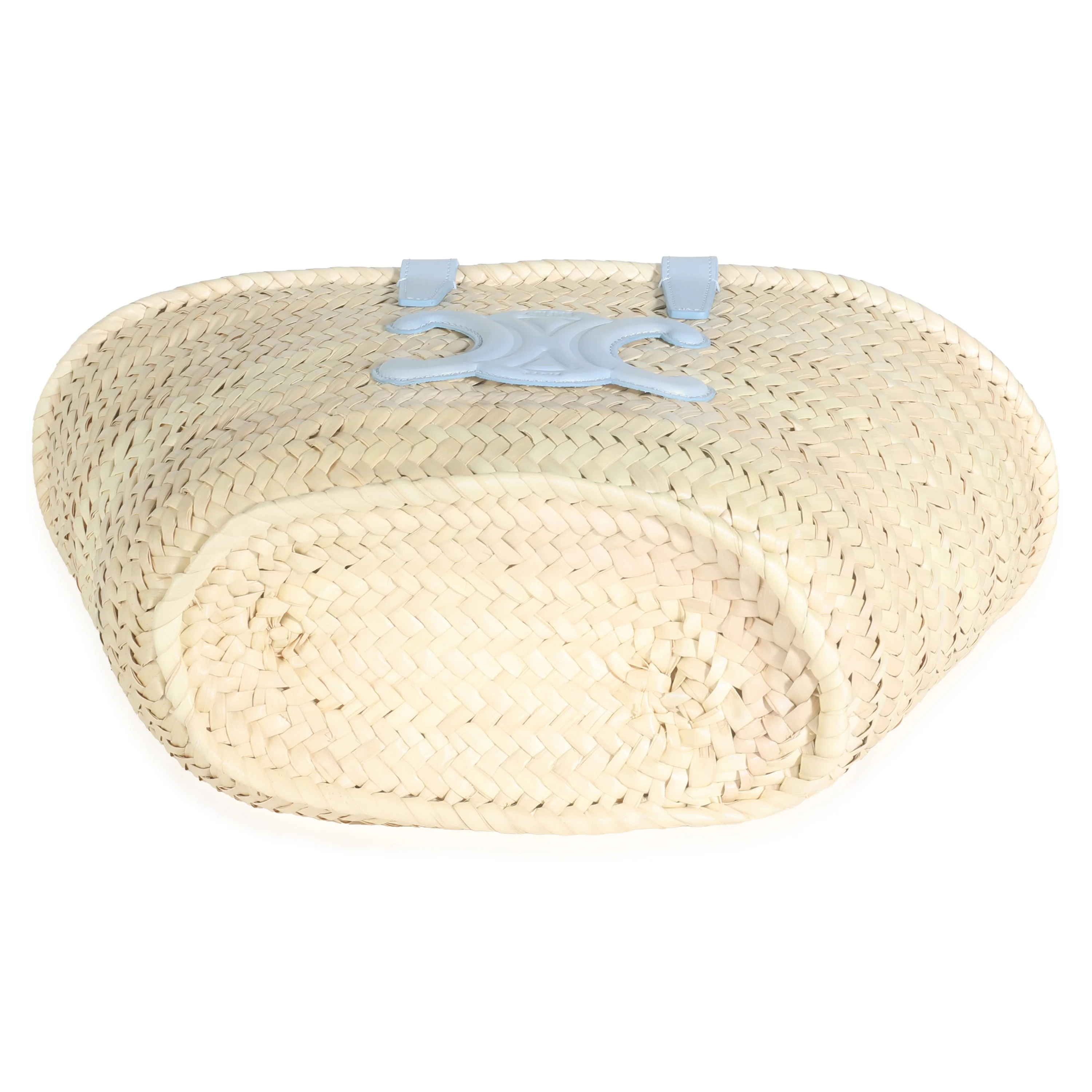 Blue Beige Raffia Teen Triomphe Panier Basket Bag - Image 7