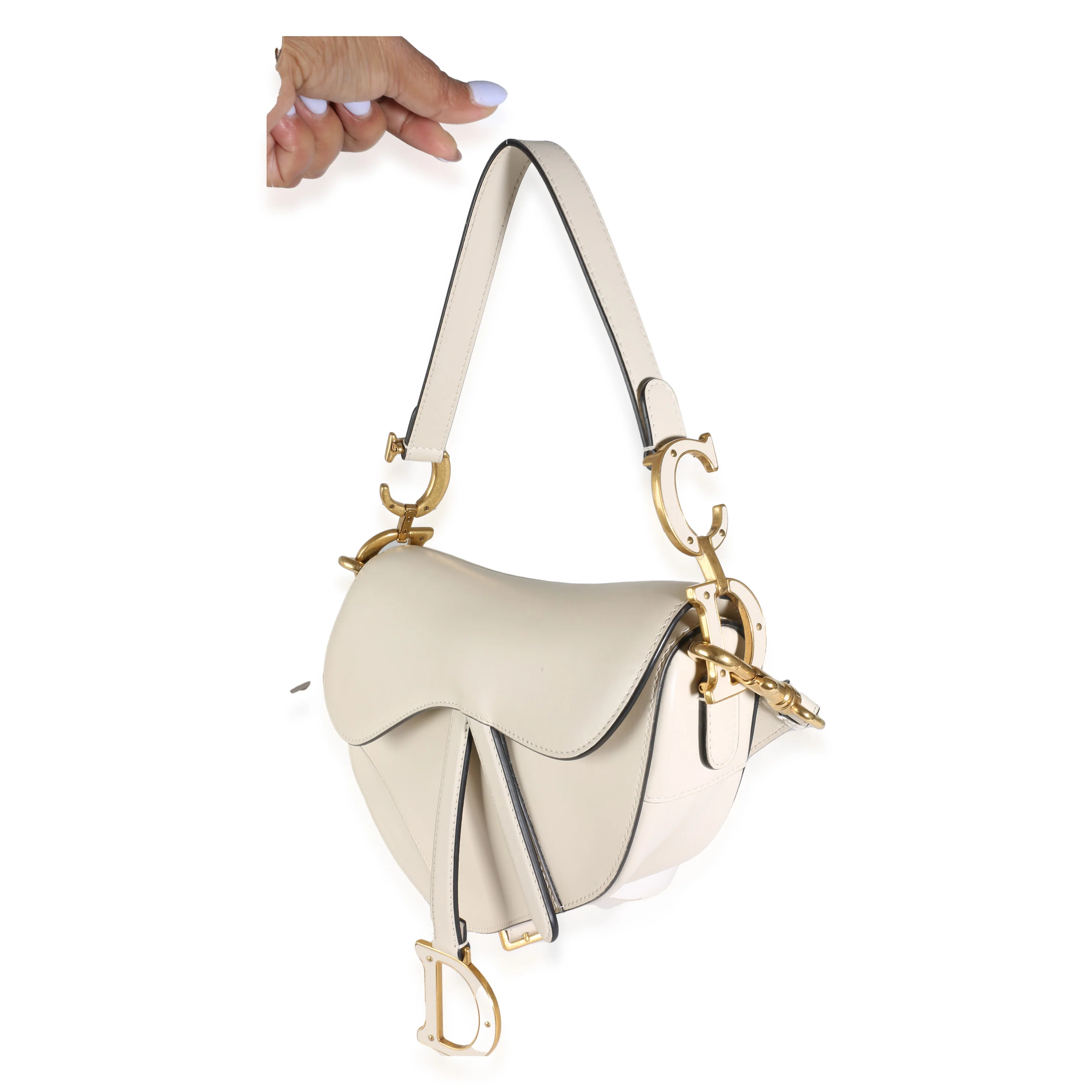 Ivory Calfskin Medium Saddle Bag - Image 3