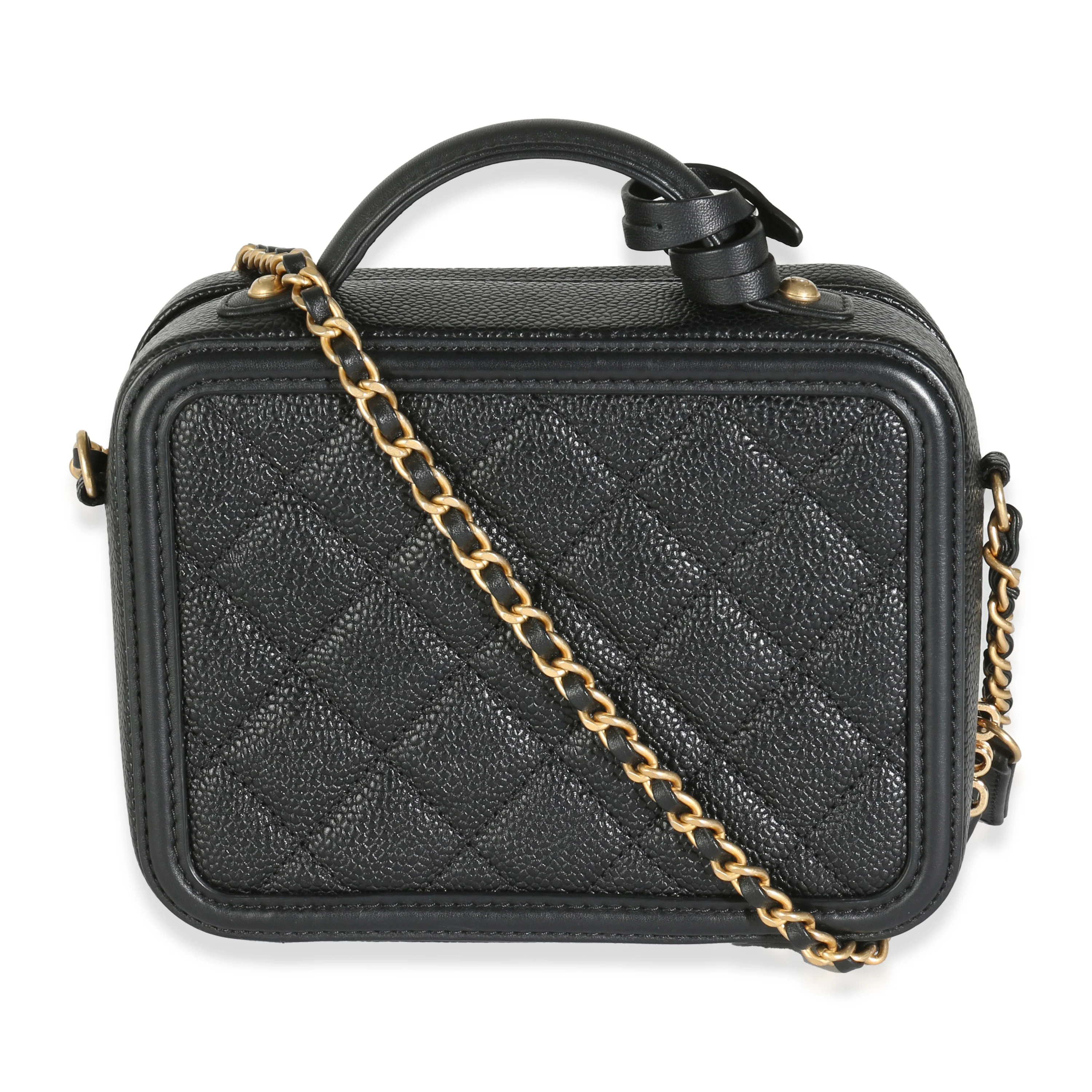 Black Quilted Caviar Small CC Filigree Vanity Case - Image 4