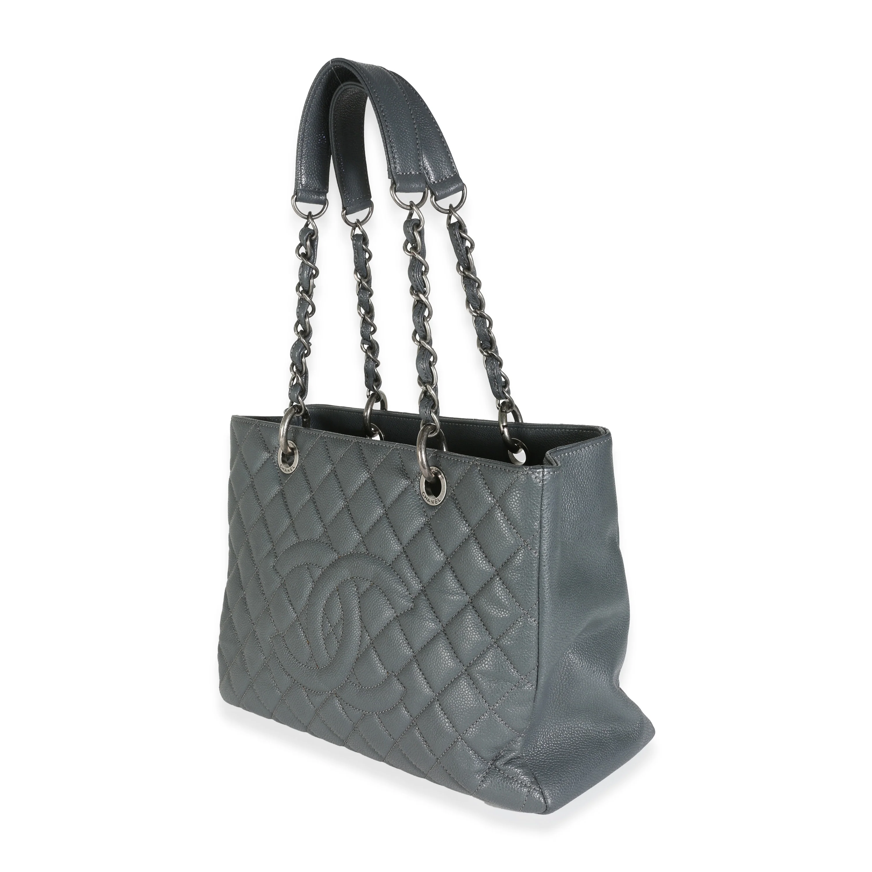 Grey Quilted Caviar Grand Shopping Tote - Image 2