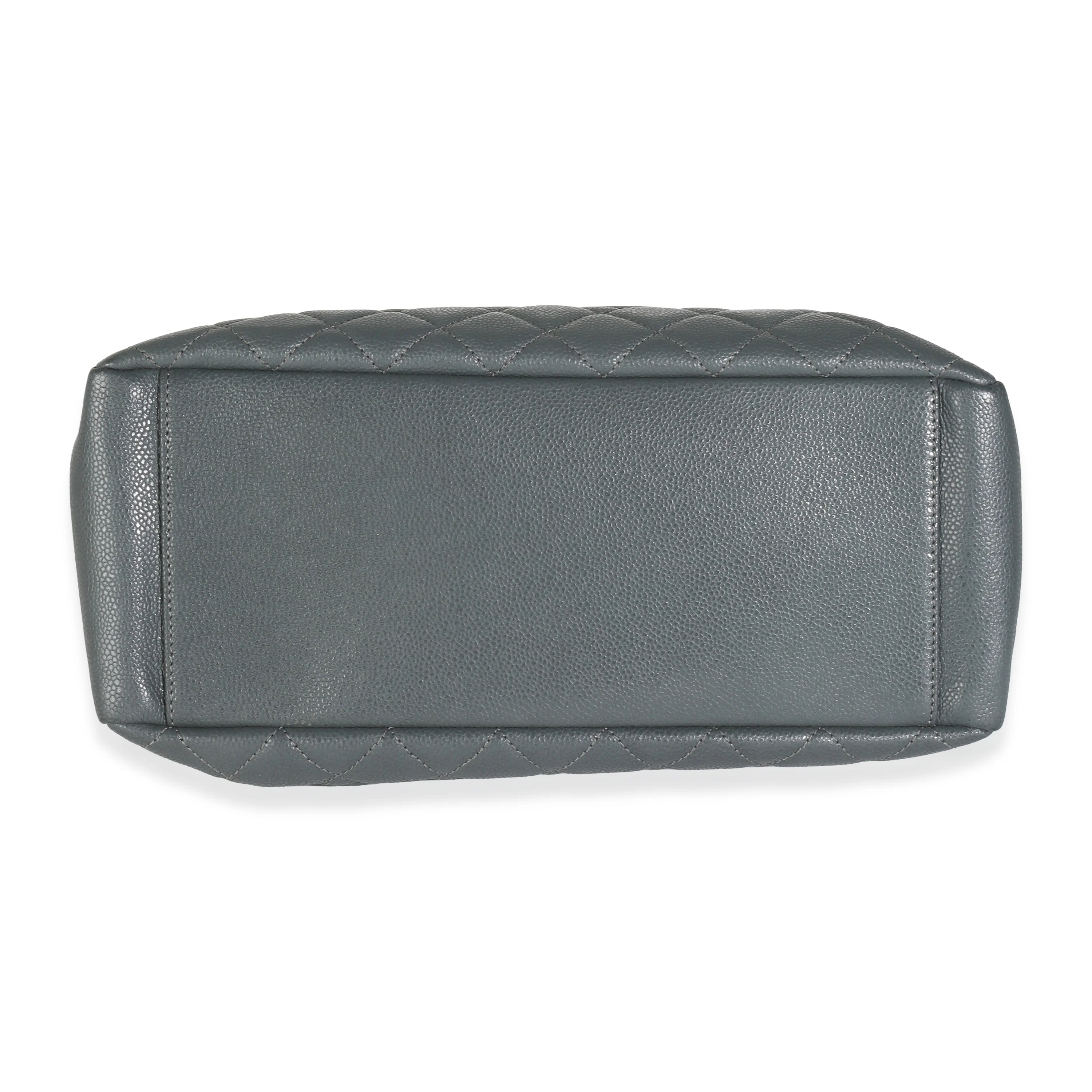Grey Quilted Caviar Grand Shopping Tote - Image 5