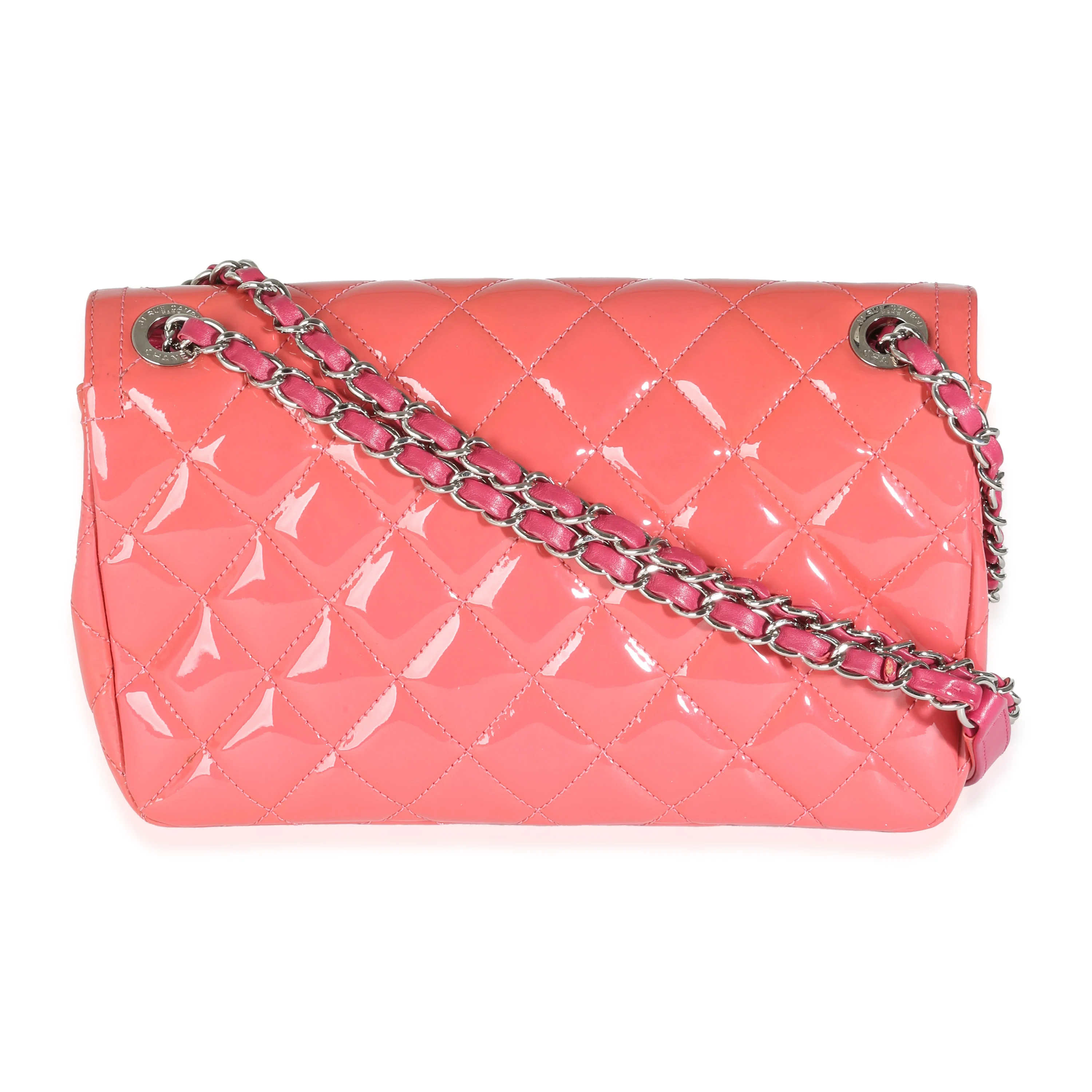 Pink Quilted Patent Medium Coco Shine Flap Bag - Image 4