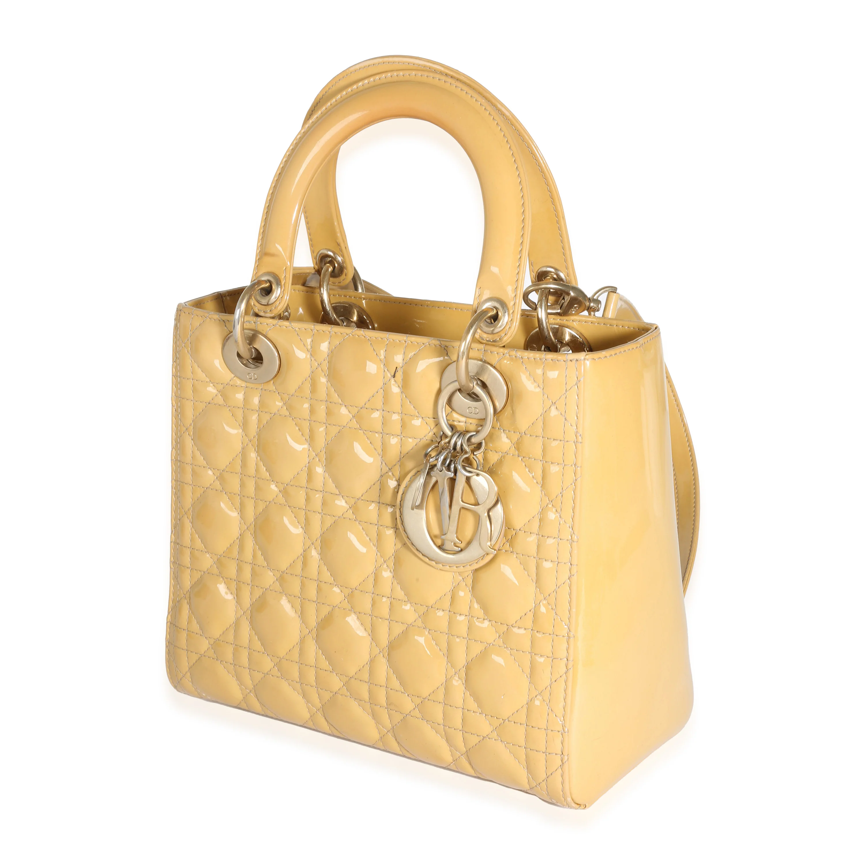 Beige Patent Cannage Medium Lady Dior - Image 2