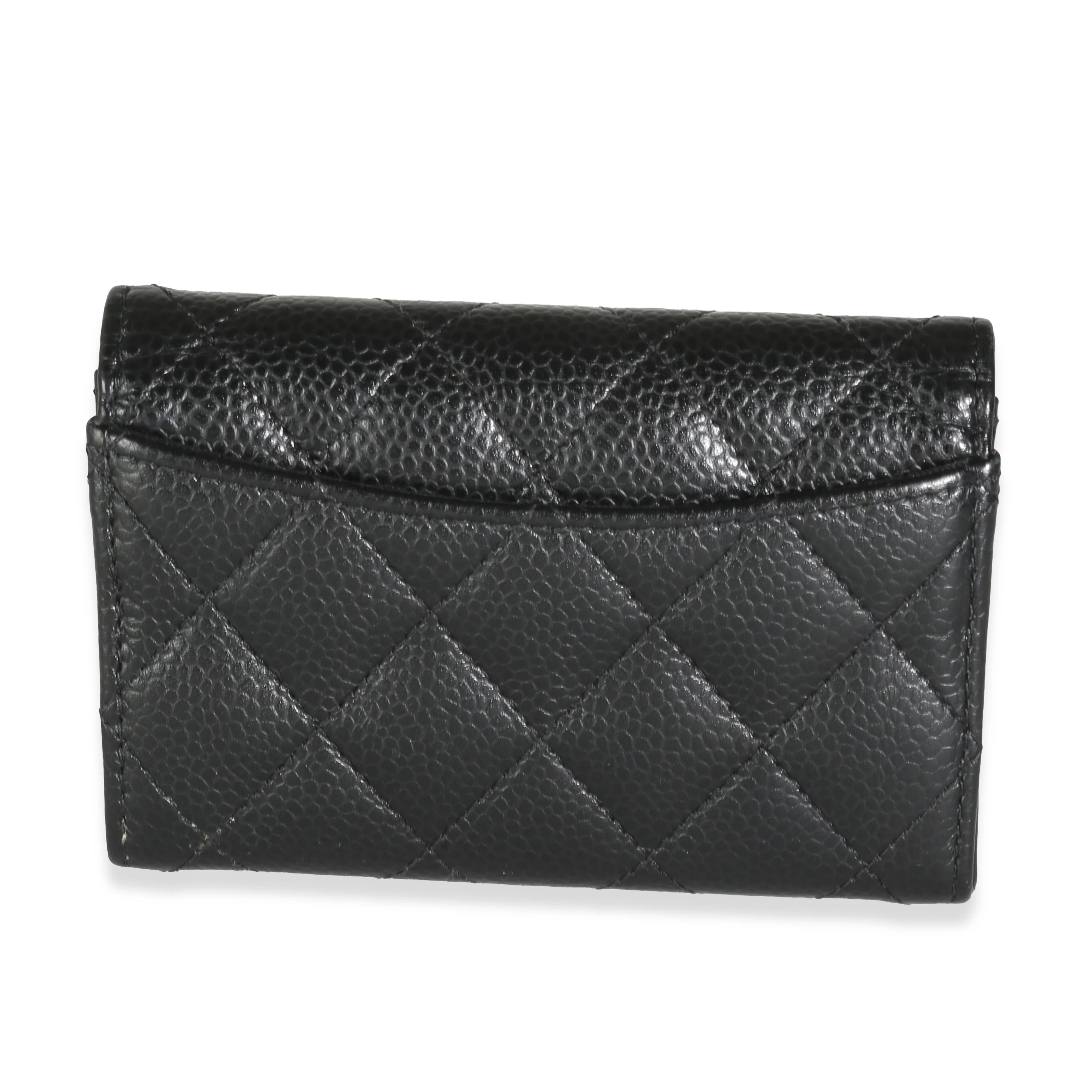 Black Quilted Caviar Classic Card Holder - Image 4