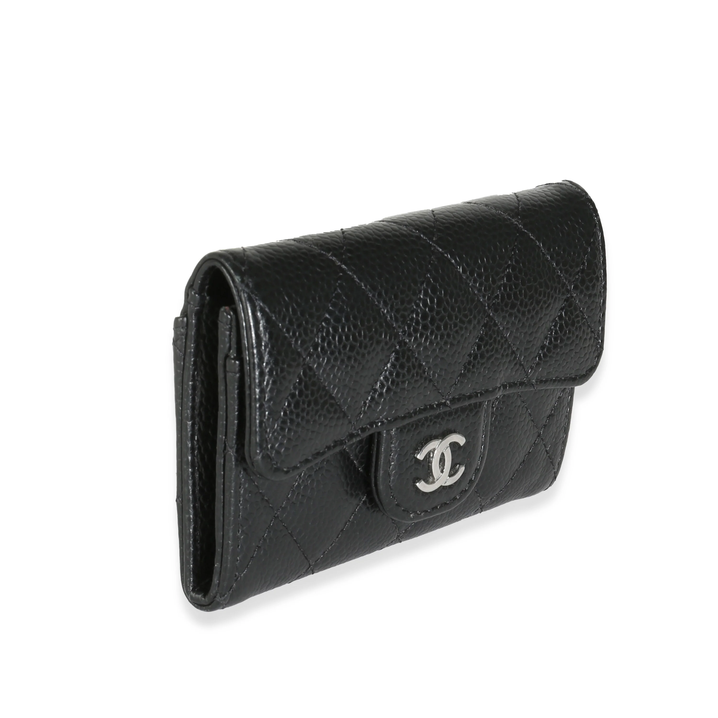 Black Quilted Caviar Classic Card Holder - Image 7