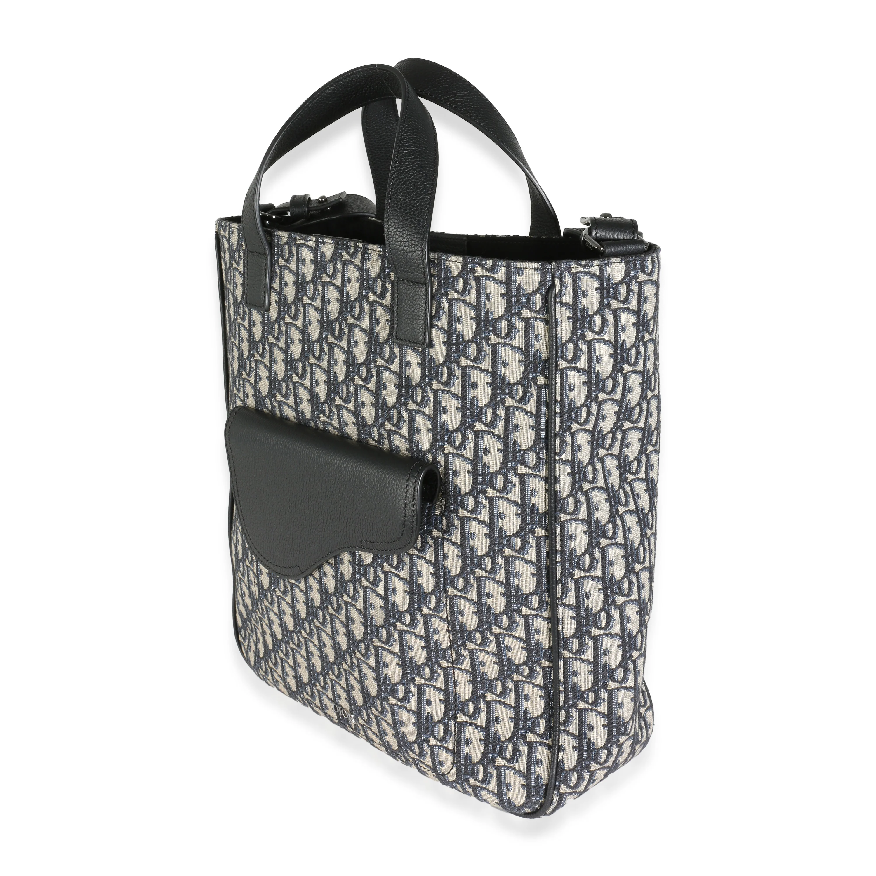 Dior Navy Oblique Jacquard Saddle Tote - Image 2
