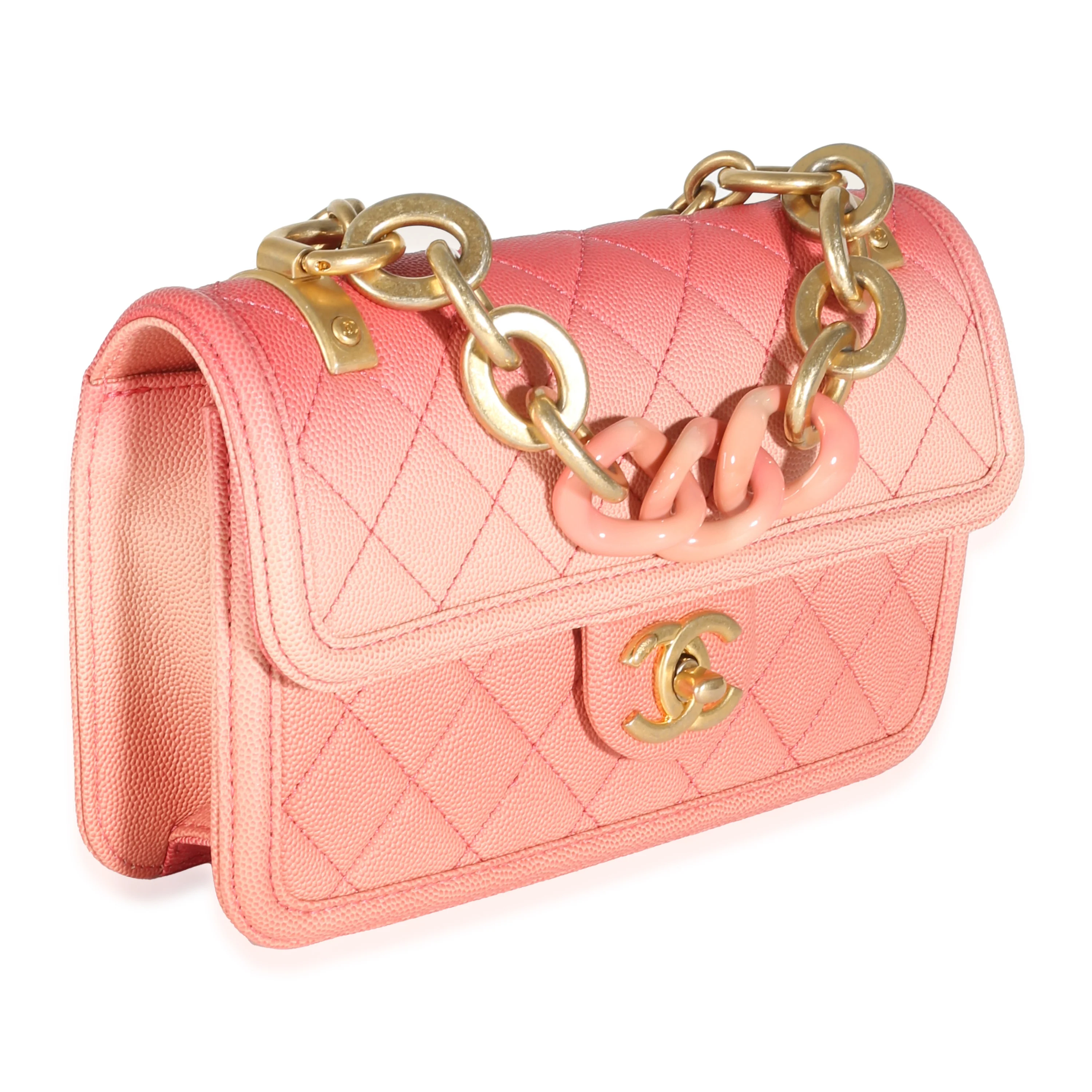 Coral Ombre Quilted Caviar Small Sunset By The Sea Flap Handbag - Image 3
