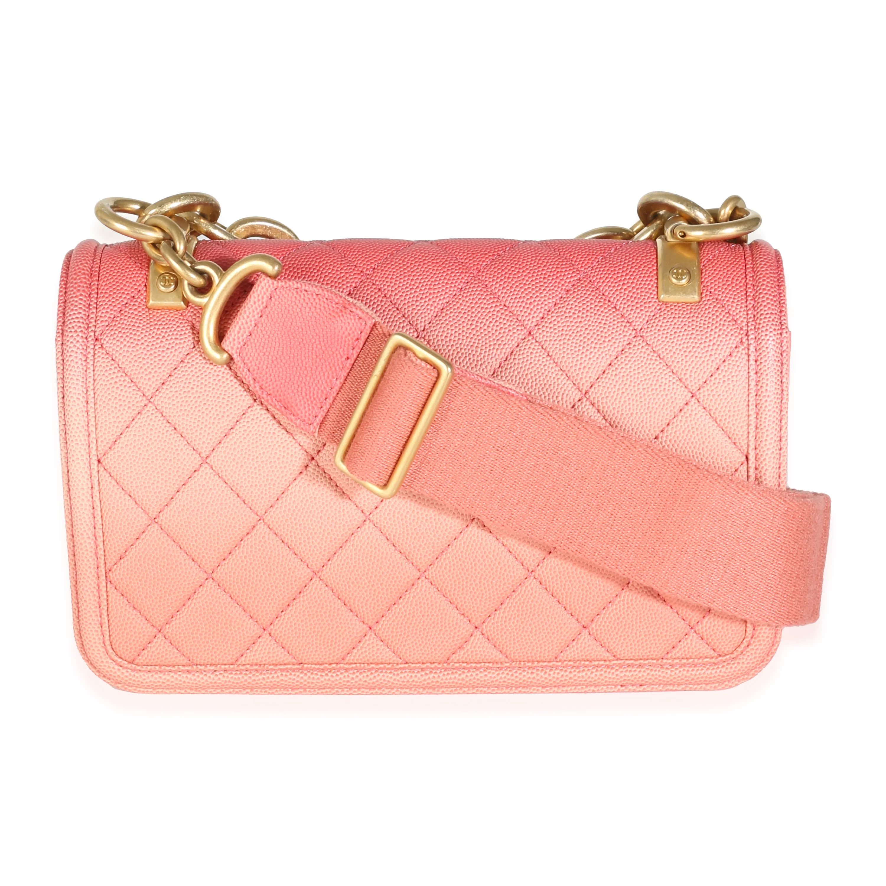 Coral Ombre Quilted Caviar Small Sunset By The Sea Flap Handbag - Image 4