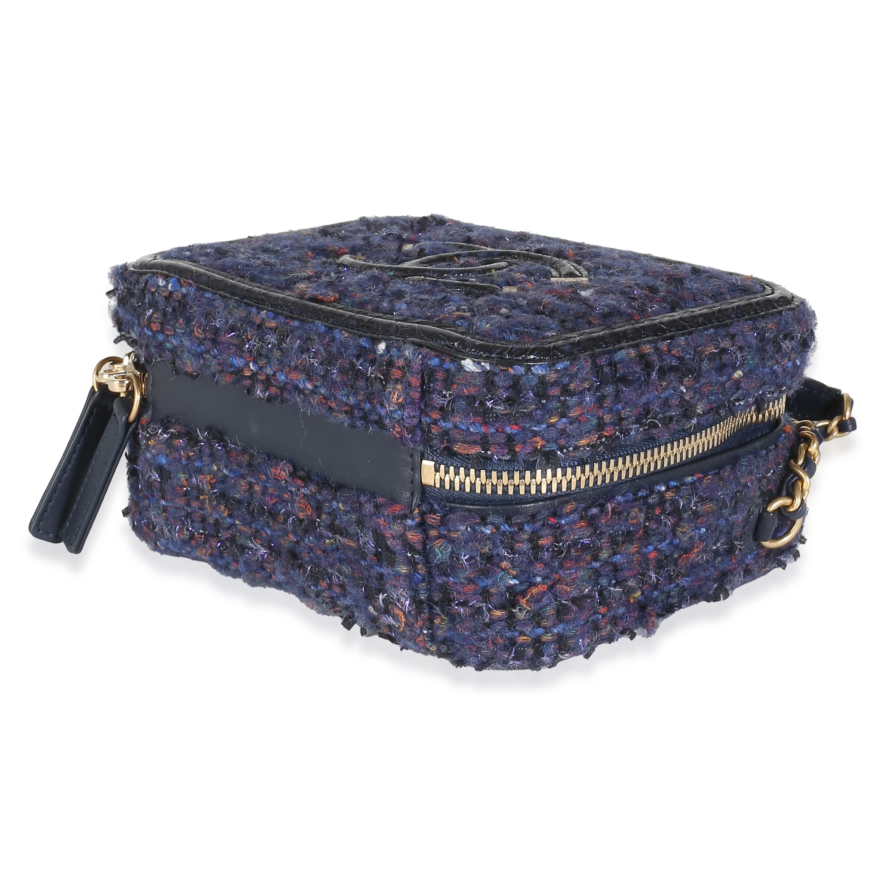 Navy Tweed Python Small CC Filigree Vanity Case - Image 5