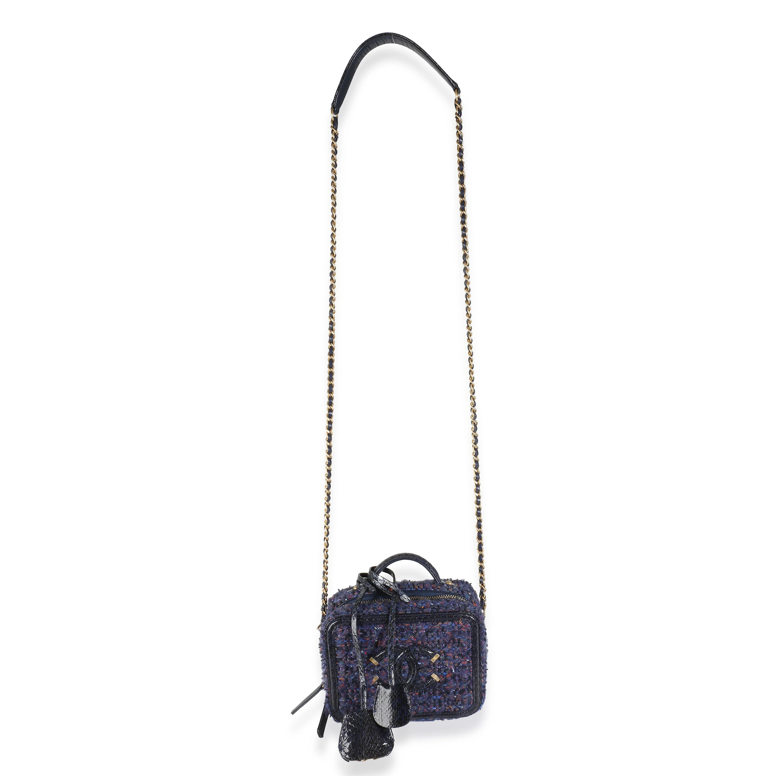 Navy Tweed Python Small CC Filigree Vanity Case - Image 8
