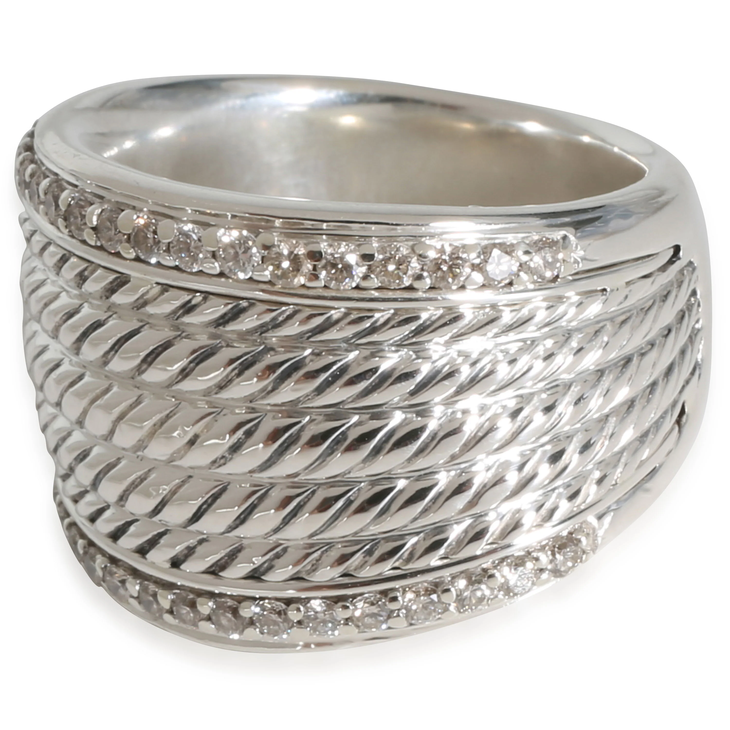Sculpted Cable Fashion Ring in  Sterling Silver 0.33 CTW - Image 2